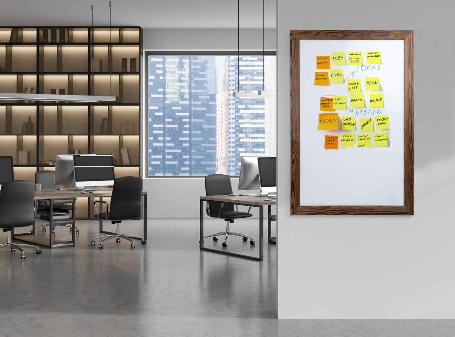 Real Wooden Framed Magnetic Dry Erase Whiteboard, 24" X 36", Vertical/Horizontal Wall Mount, Includes Black Marker, Eraser and 4 Magnets, by Better Office Products (Rustic Brown)