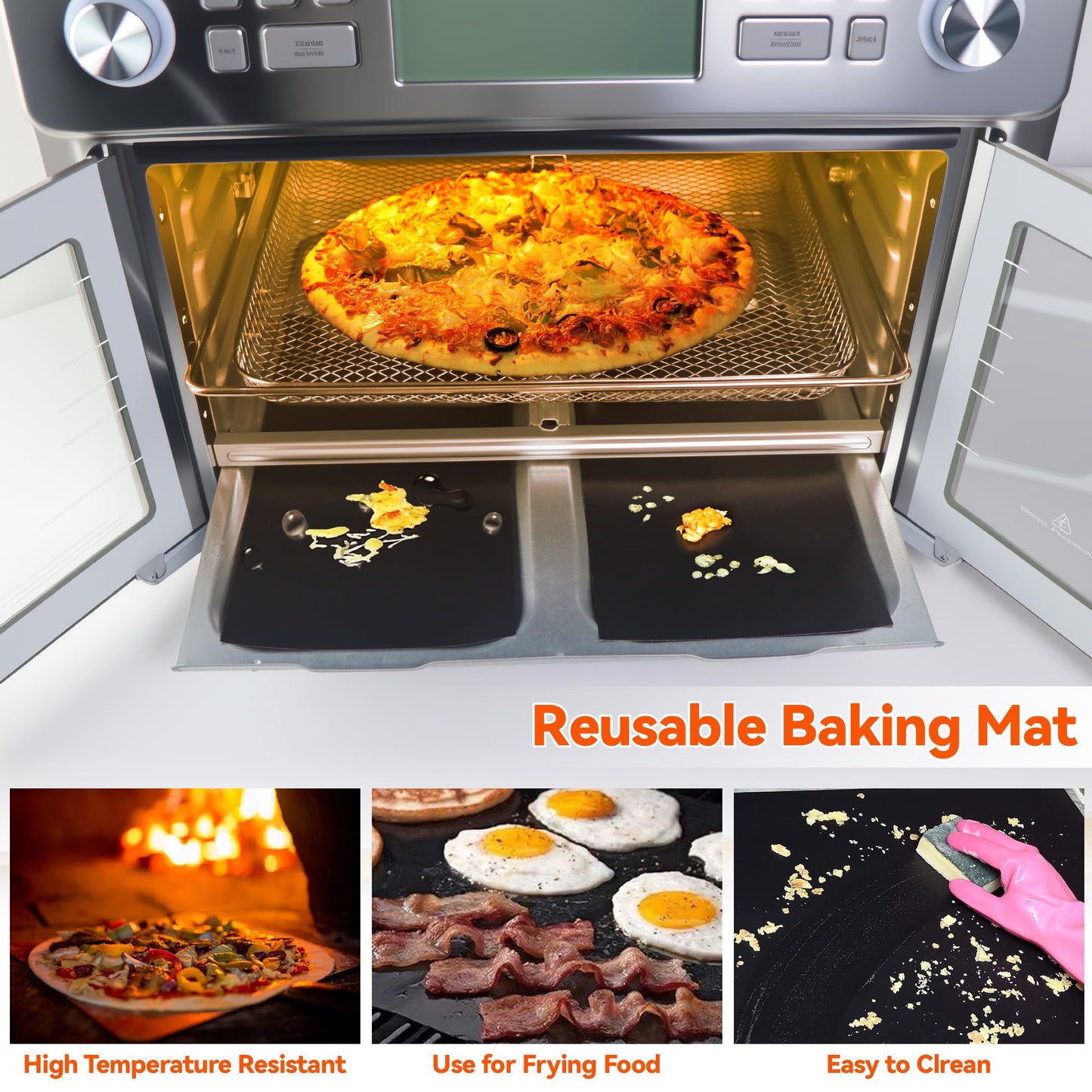 Air Fryer Accessories for Emeril Lagasse Dual Zone 25QT, Emeril Lagasse Air Fryer Basket for Oven with 100 Pcs Disposable Parchment Paper Sheets, 4 Pcs Reusable Teflon Mat