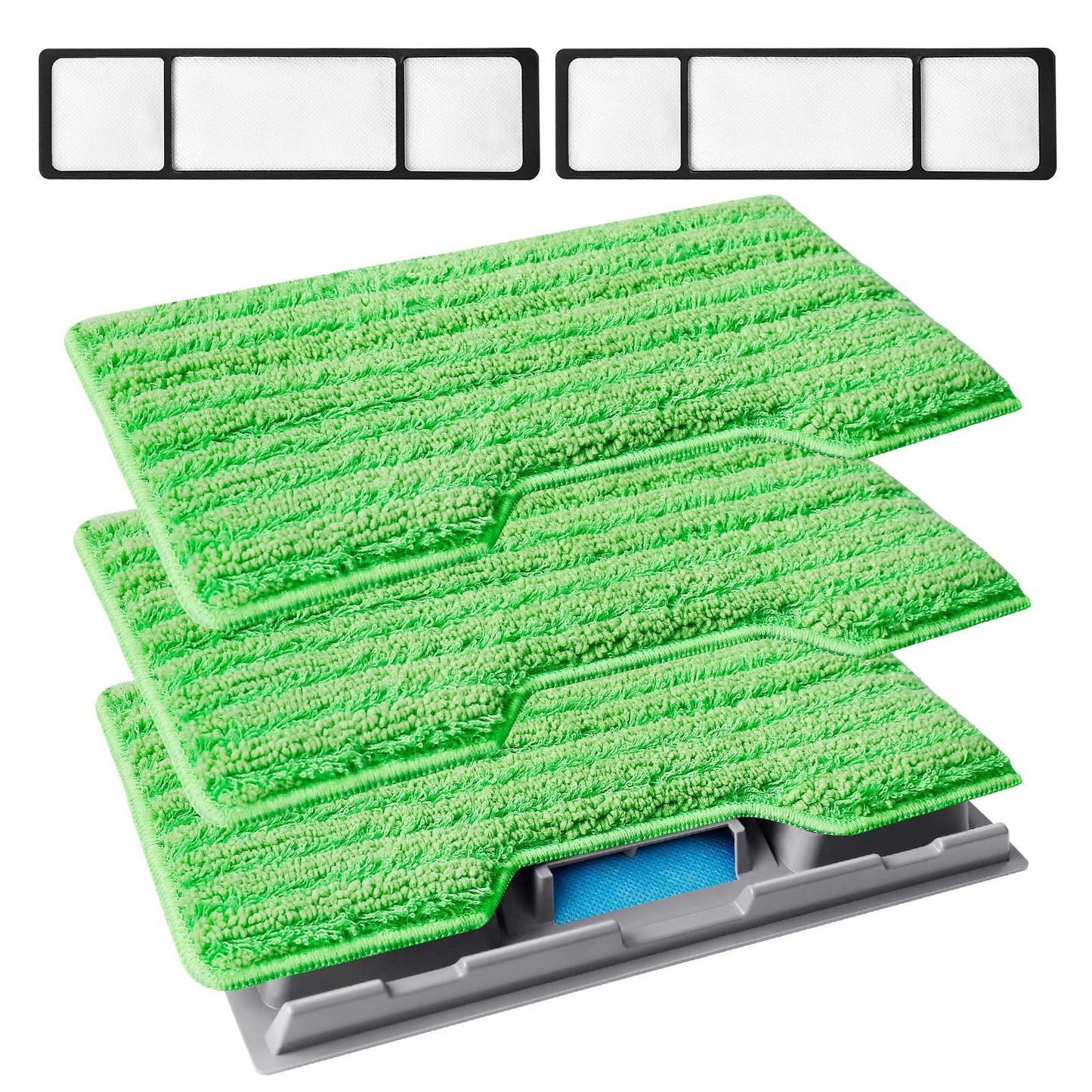 KEEPOW Reusable Mop Pads Refills, Mop Replacement Pads Compatible with Shark Vac Mop VM252 VM180 VM401 VM200 VC205 VM250 QM250 VM190, Hardwood Floor Mop Pad with Upgraded Dirt Chamber (1+2+3 Pads)