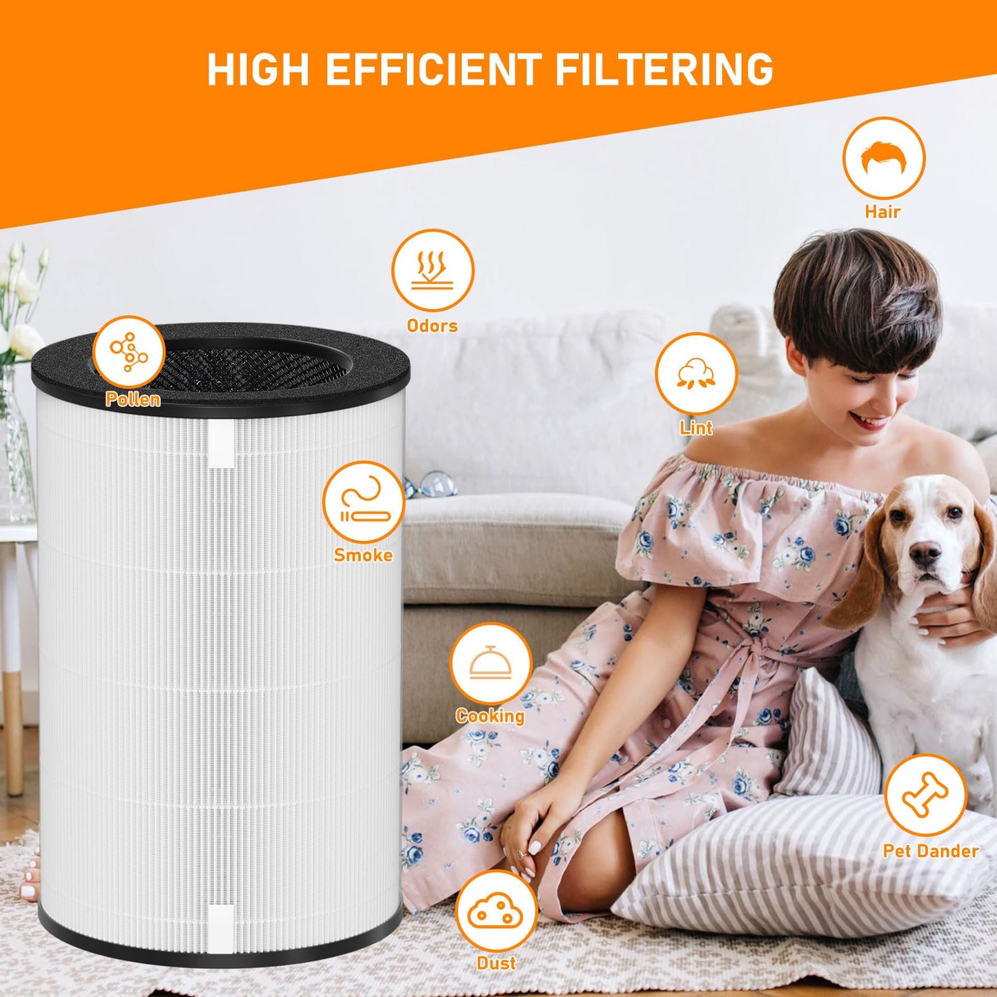 AP-T30 True HEPA Replacement Filter Compatible with HoMedics AP-T30 AP-T30WT AP-PET35 AP-PET35-WT Air Cleaner Purifier, Part# AP-T30FL AP-PET35FL, 2 Pack