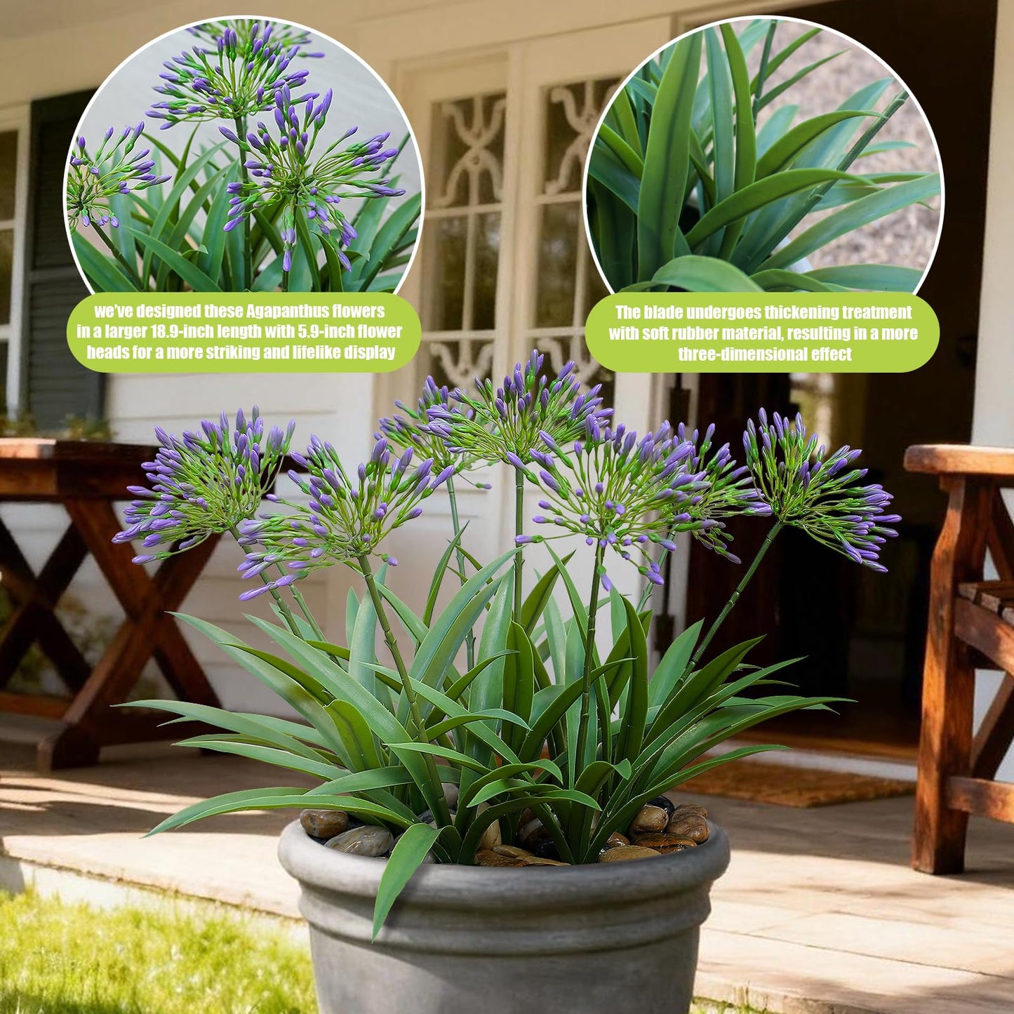 HIFORESTAR Artificial Flowers Plants for Outdoor Planters 8 Bundles Purple Flower Large Spring Summer 18.9 in Look Real Plasic Plant for Front Porch
