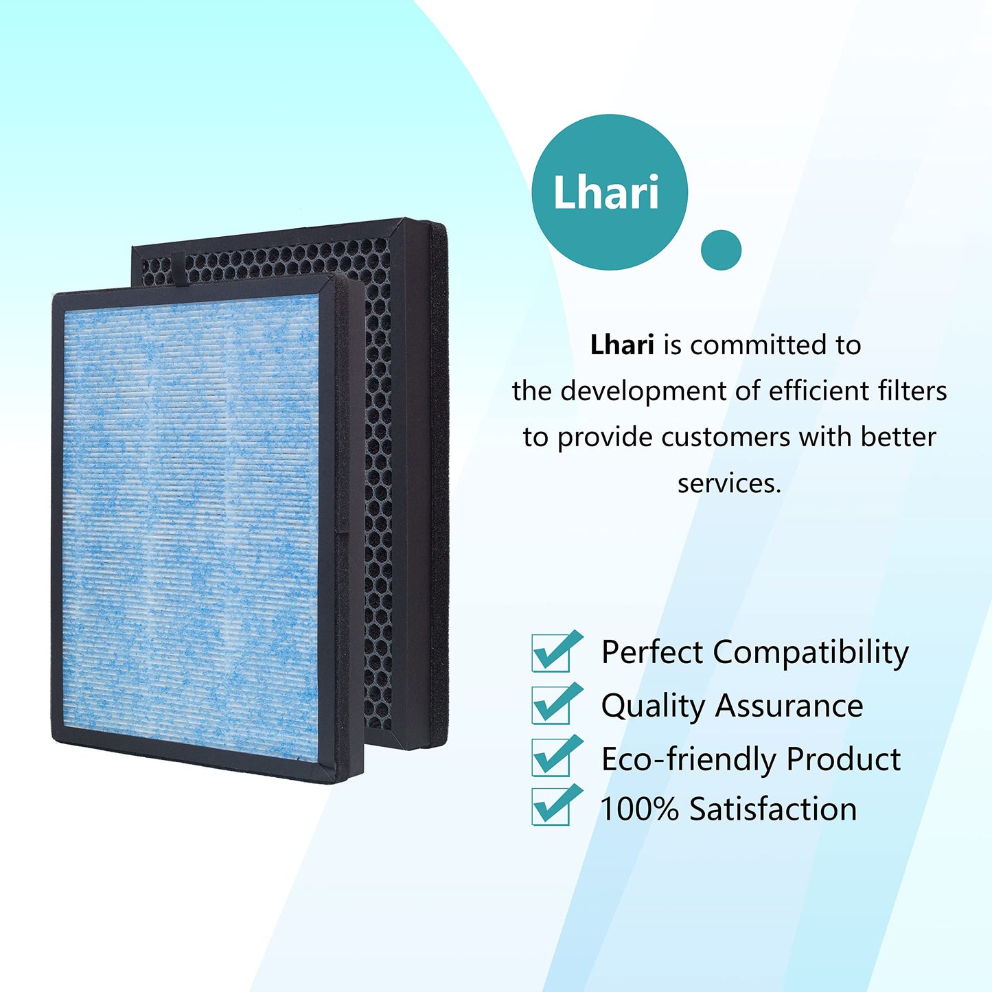 Lhari 2-Pack AP1002 Replacement Filter AP1002-RF, Compatible with AIRTOK AP1002 Air Purifier and Airthereal Pure Morning APH230C Air Purifier, H13 True HEPA