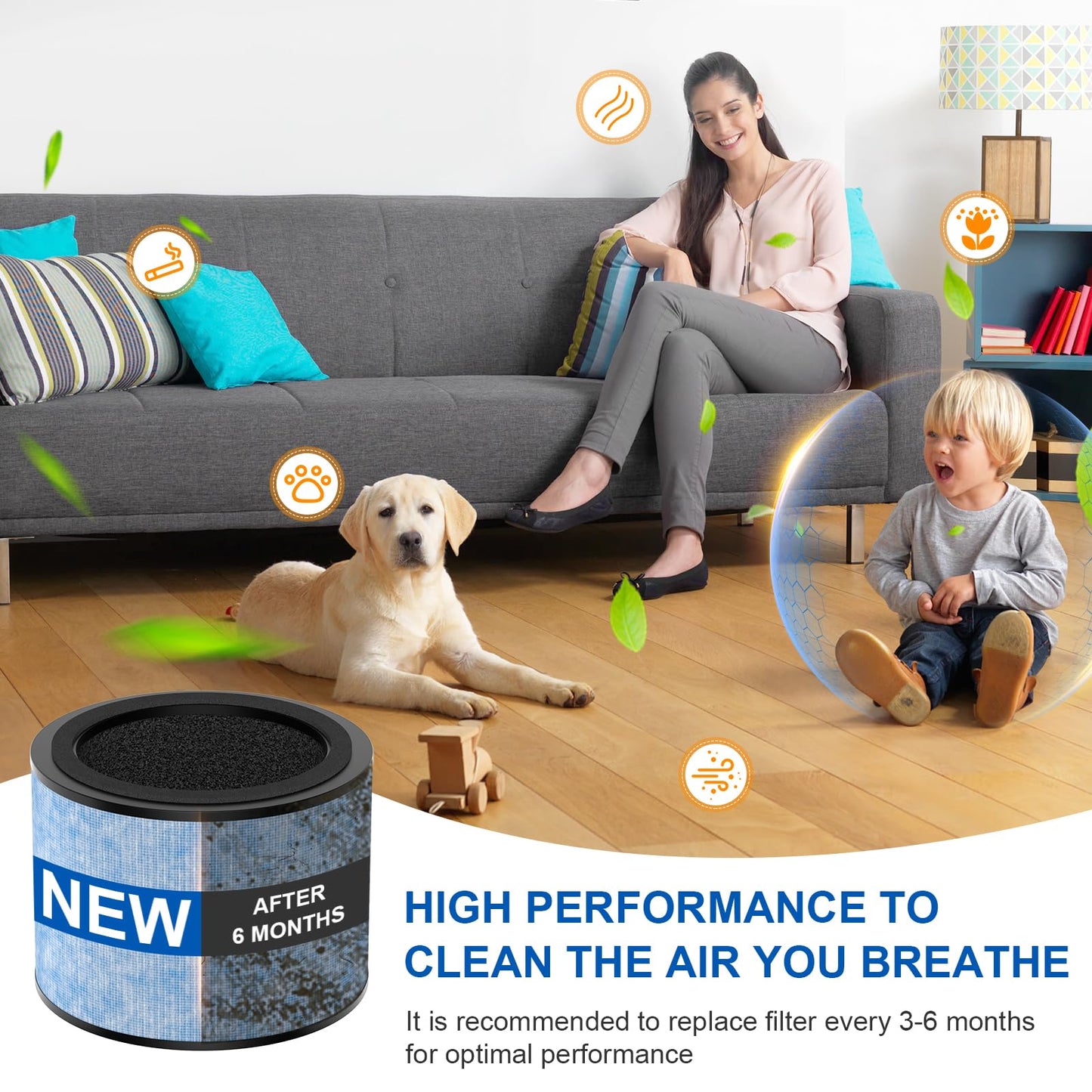 ADDUBEAU AP200 Filter Replacement, Compatible with Instant AP200 Medium Air Puri-Fier, 3-in-1 H13 True HEPA Filter & Activated Carbon Filtration, Part# F200, 2 Pack