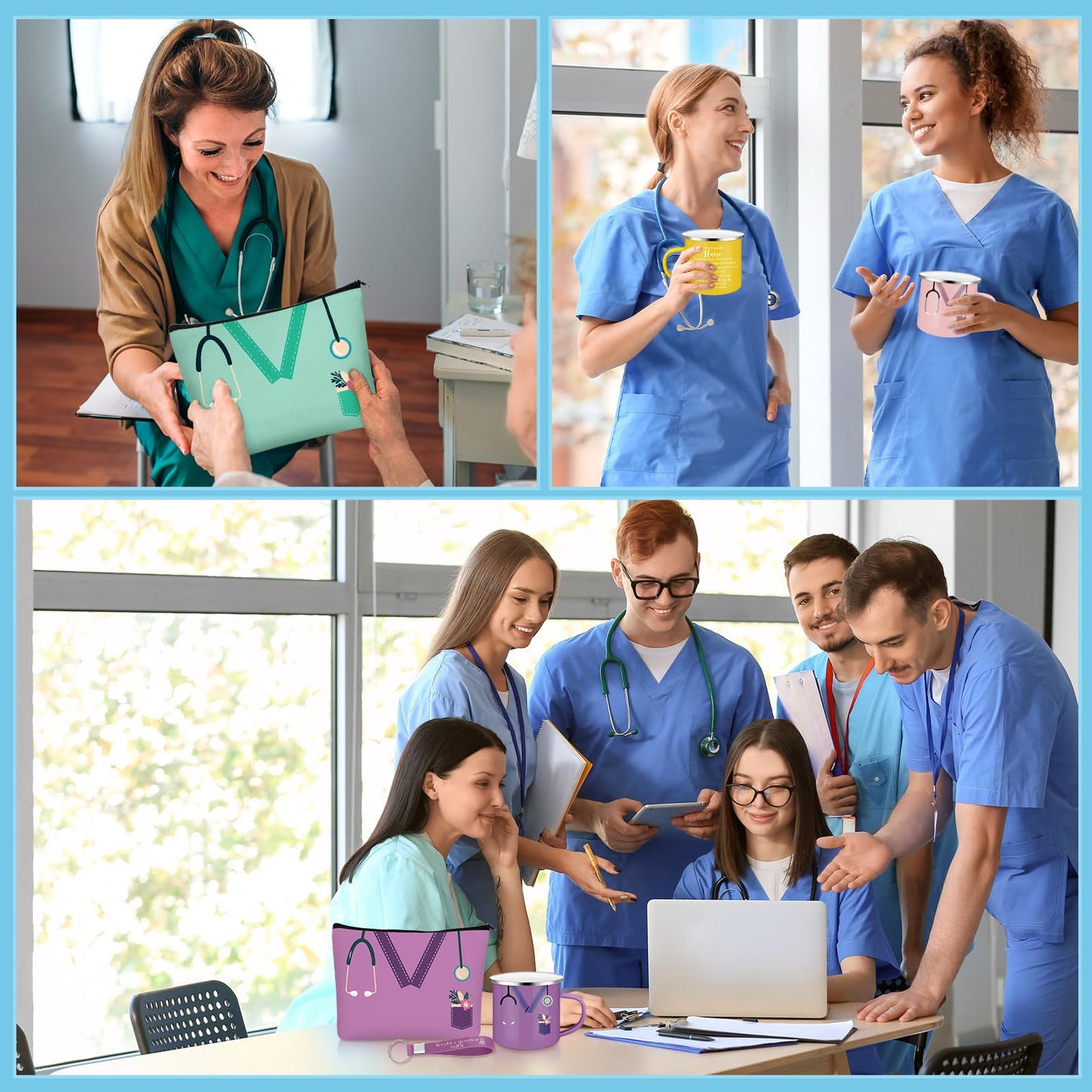 Hushee Nurse Gift CNA Week 2026 Appreciation Gift Include 12 Oz Enamel Mug Stethoscope Sign Designs Makeup Bag Silicone Keychain for Nursing Medical Assistant Thank You Stuffer(30 Pcs,Classic)