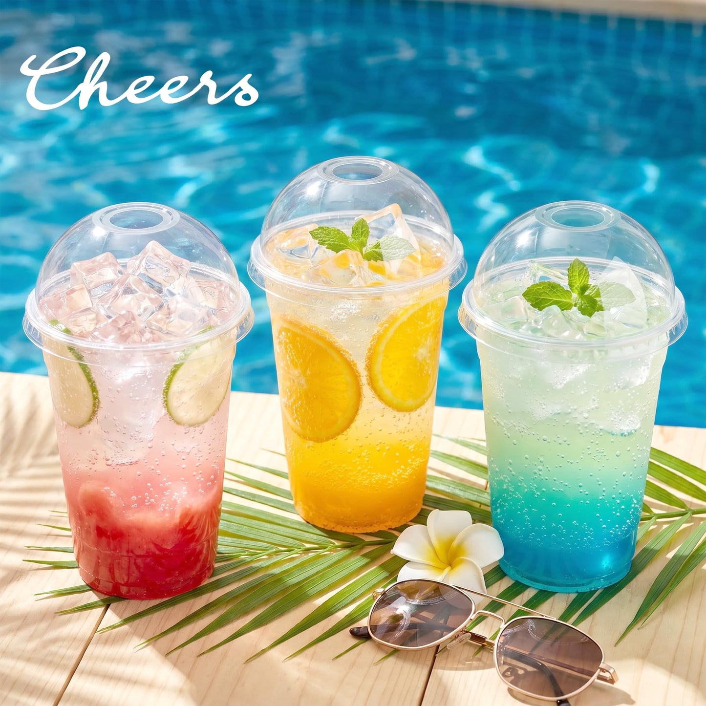 Lullaby 200Pack 16oz Clear Plastic Cups with Dome Lids, Disposable Smoothies Cups Suitable for Ice Cold Drinks Coffee Tea, Ideal for Parties, Holidays