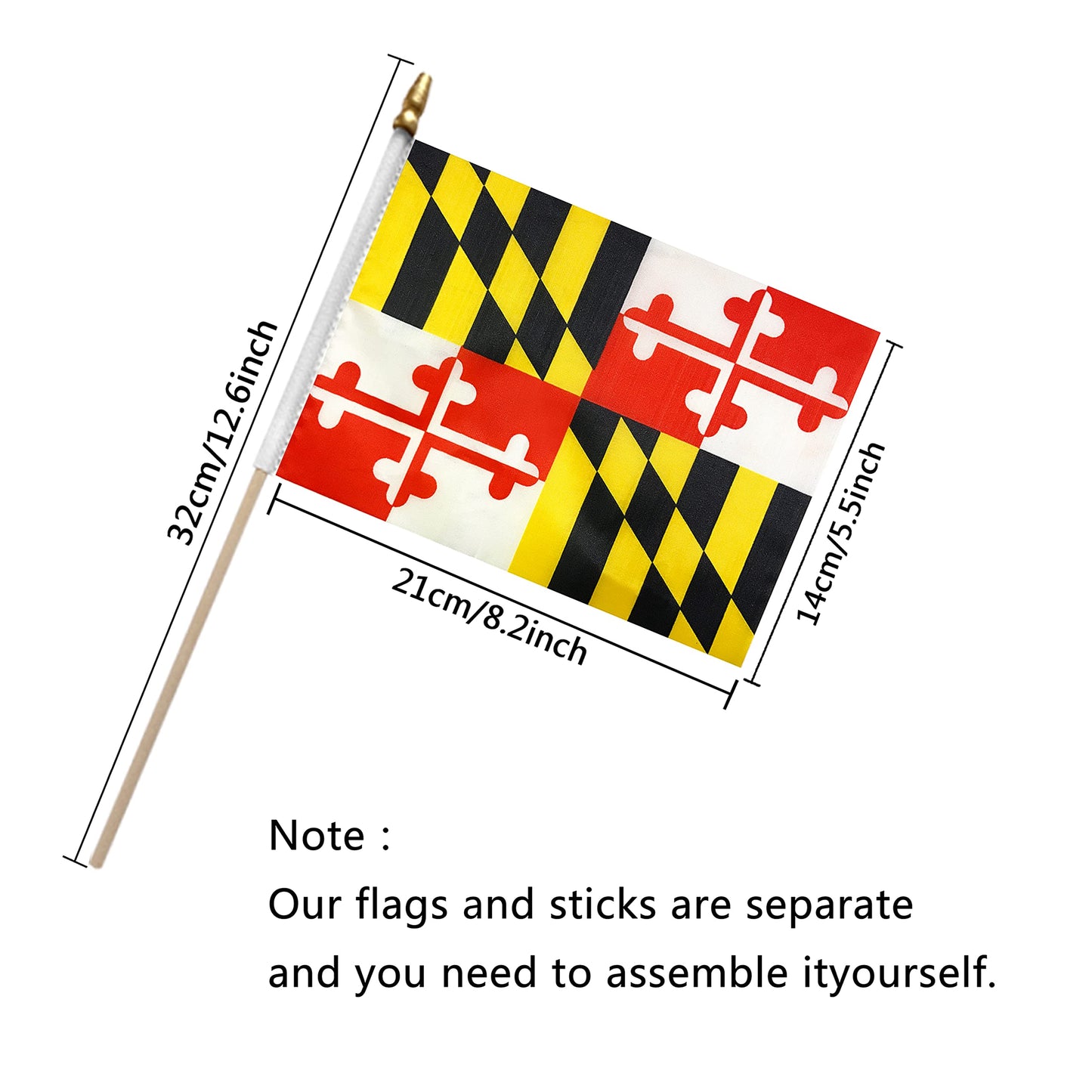 LyButty US 50 State Flags Set on Wood Stick Small Mini Hand Held Flags for Classroom,5x8 Inch