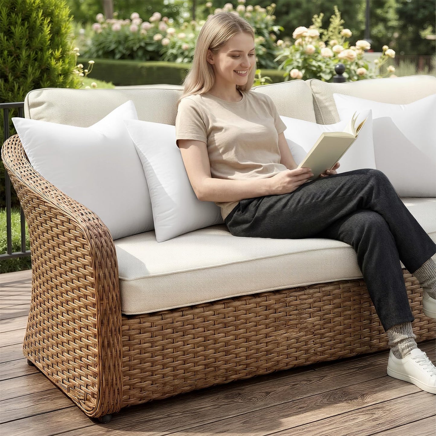 MIULEE Outdoor Pillow Inserts 18x18 Pack of 4 Waterproof Throw Pillow Inserts Decorative 100% Virgin Fibers Filling for Patio Sofa Couch