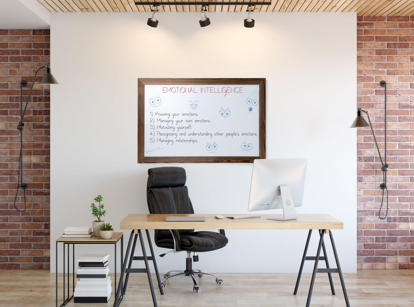 Real Wooden Framed Magnetic Dry Erase Whiteboard, 24" X 36", Vertical/Horizontal Wall Mount, Includes Black Marker, Eraser and 4 Magnets, by Better Office Products (Rustic Brown)