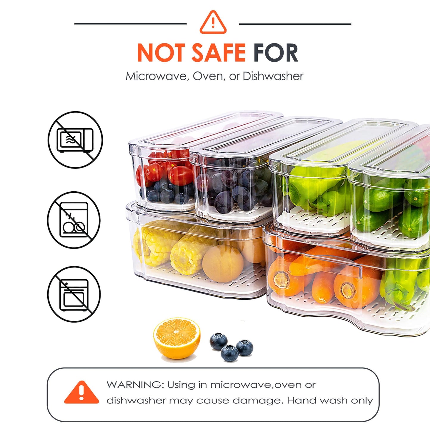 SMRCAD Fridge Organizers and Storage, 6 Pack Clear Freezer Organizer Bins with Lids for Kitchen, Pantry, Refrigerator, Food, Fruit, Vegetable Storage