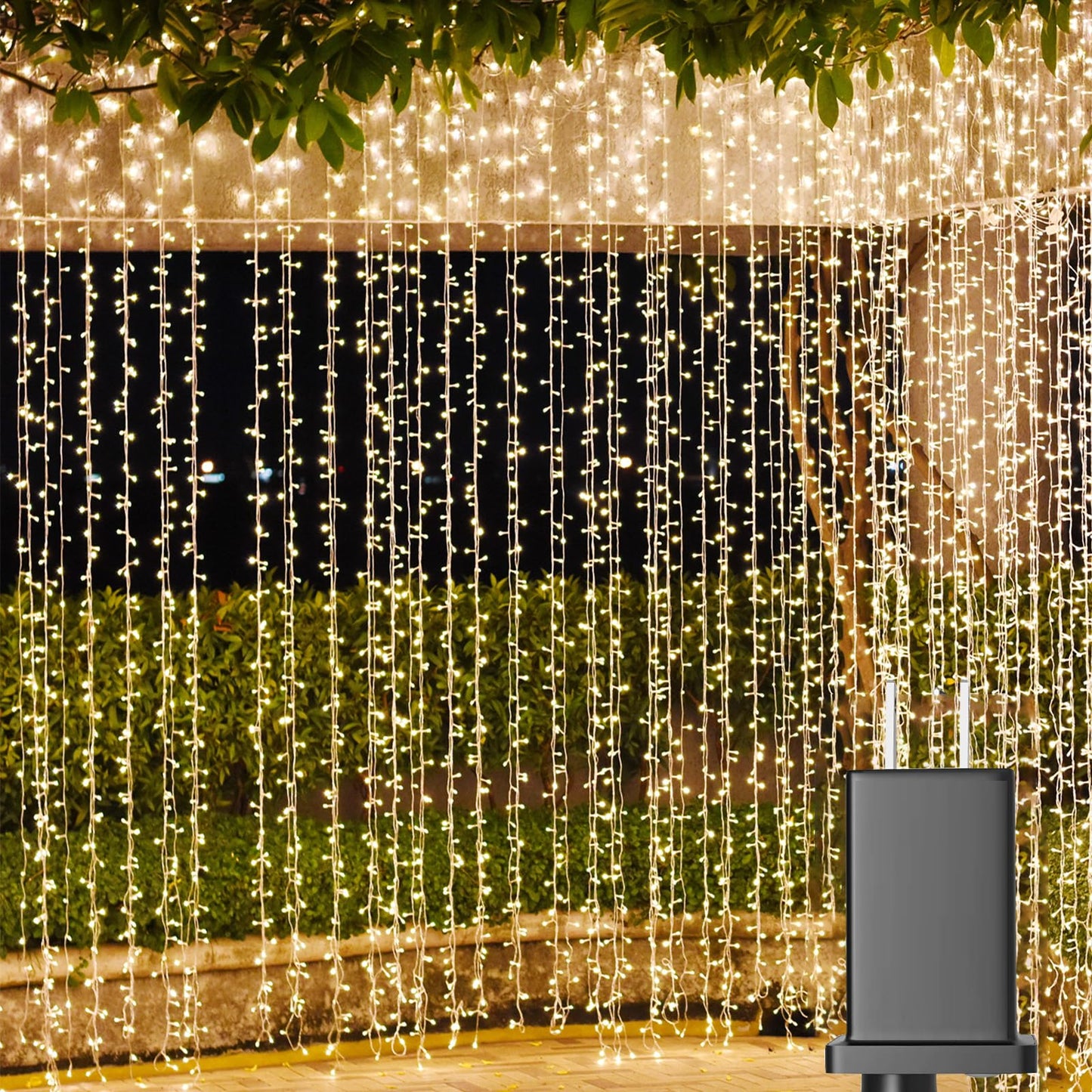 Solhice LED Curtain Lights Outdoor 50ft x10ft, 1000 LED Plug in Hanging String Lights Indoor Bedroom, Twinkle Light Backdrop for Outside Wedding Decor, Warm White (Not Connectable)