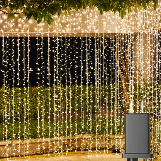 Solhice LED Curtain Lights Outdoor 50ft x10ft, 1000 LED Plug in Hanging String Lights Indoor Bedroom, Twinkle Light Backdrop for Outside Wedding Decor, Warm White (Not Connectable)