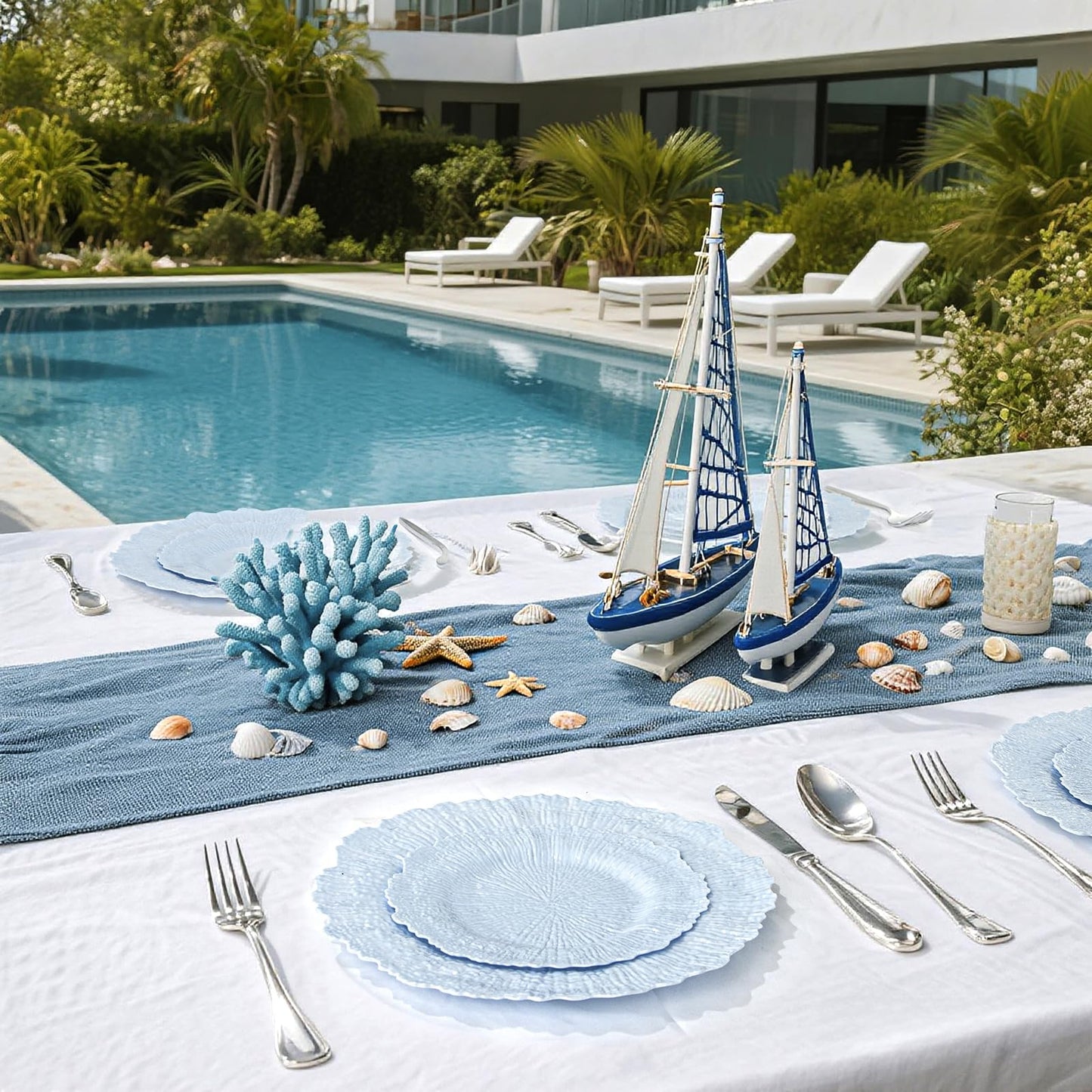 DaYammi 60Pcs Blue Plastic Plates - Light Blue Pates Disposable & Reusable - Heavy Duty Plastic Plates for Party Including 30 Dinner Plate,30 Dessert Plate for Weddings, Birthdays, Dinner Parties