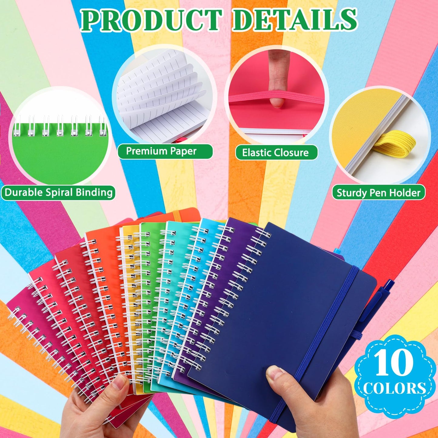 Fulmoon 30 Set Small Spiral Notebooks A6 with Pens Bulk, Multicolor 4" x 6" Pocket Notebooks Mini Lined Journals 50 Sheets for Back to School Supplies Students Rewards Office Gifts (Candy Brights)