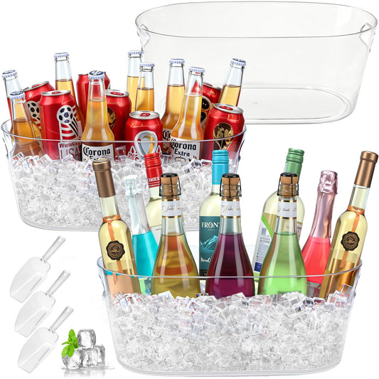 3 PCS Ice Buckets for Parties, 15L Large Ice Bucket, 4 Gallon Champagne Bucket with Scoops, Beverage Tub Mimosa Bar Supplies for Champagne, Beer, Cocktail