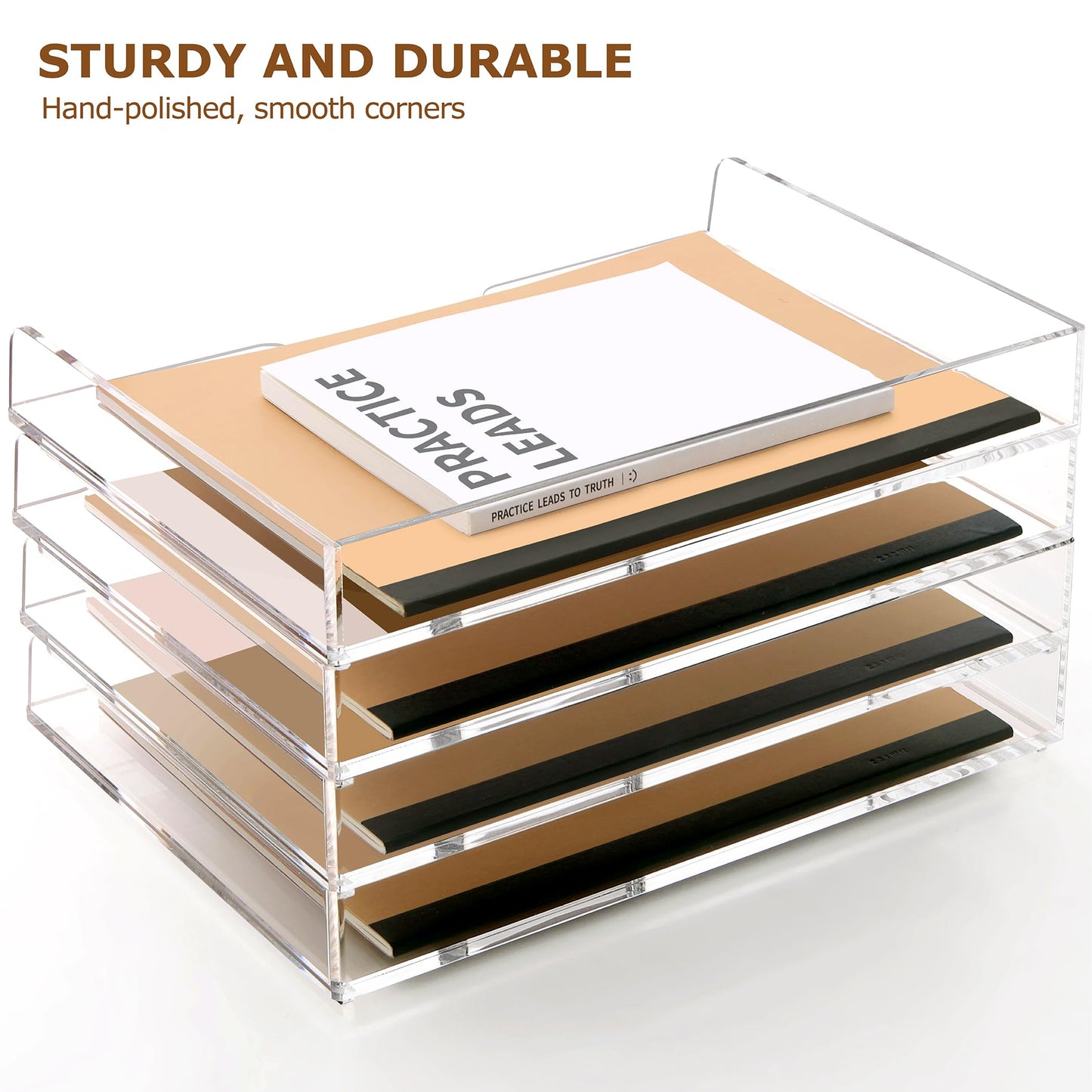 2 Pack- Stackable Paper Letter Tray, Enlarged A4 File Desk Organizer Acrylic Desk Organizers and Accessories Sorter Tray, Clear Workspace Office Supplies Organizers, 13.78inx9.25inx3.62in