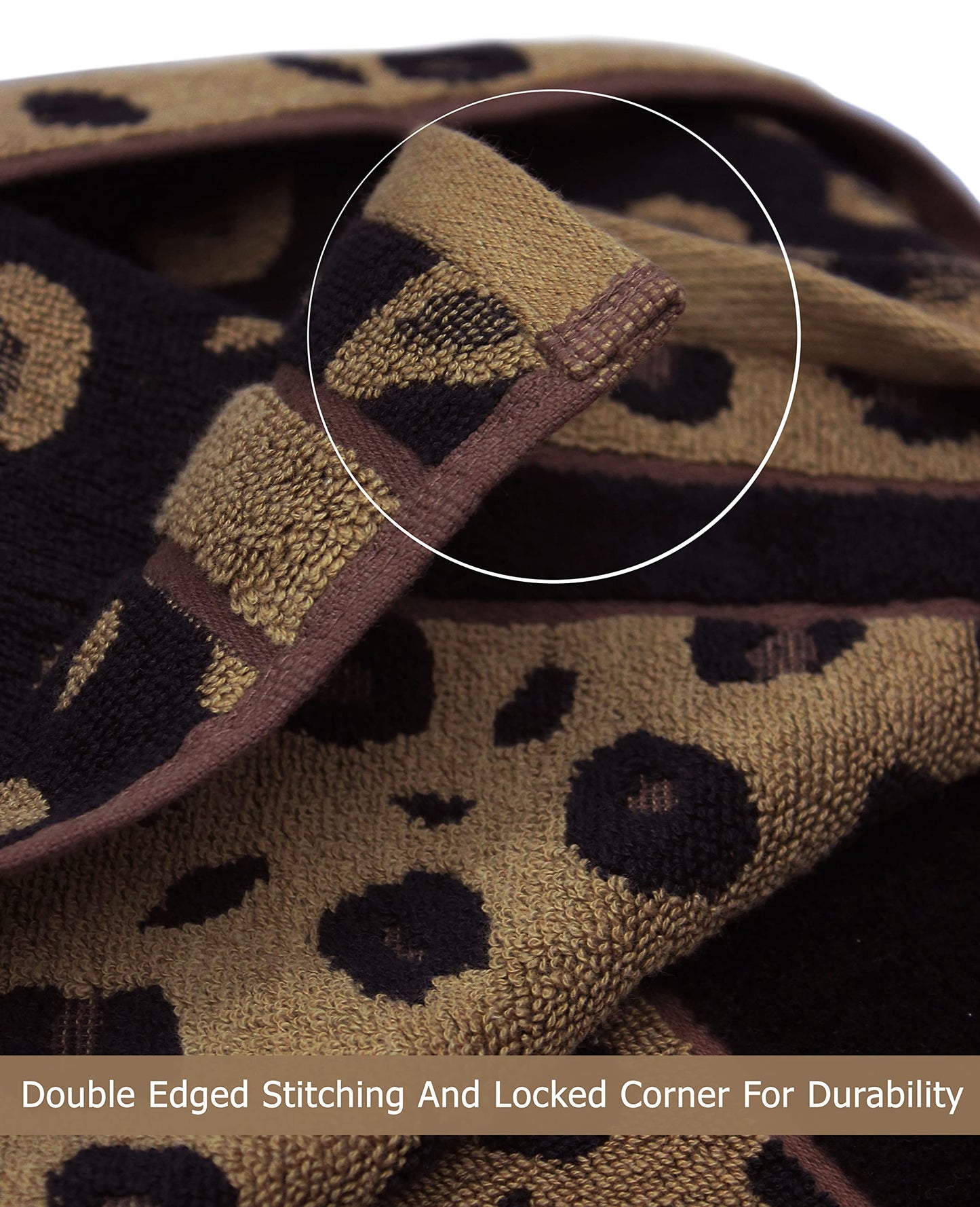 COTTON CRAFT 6 Piece Towel Set - Animal Print Leopard Cheetah Africa Safari 100% Cotton Jacquard 2 Bath Towel, 2 Hand Towel, 2 Washcloth Soft Absorbent Luxury Decorative Guest Towel Bathroom Towel Set