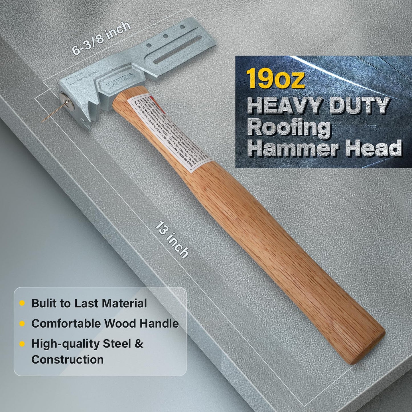 Magnetic Roofing Hatchet with Nail Claw & Sliding Gauge – Durable Roofing Hammer Tool for Repairs and Installation