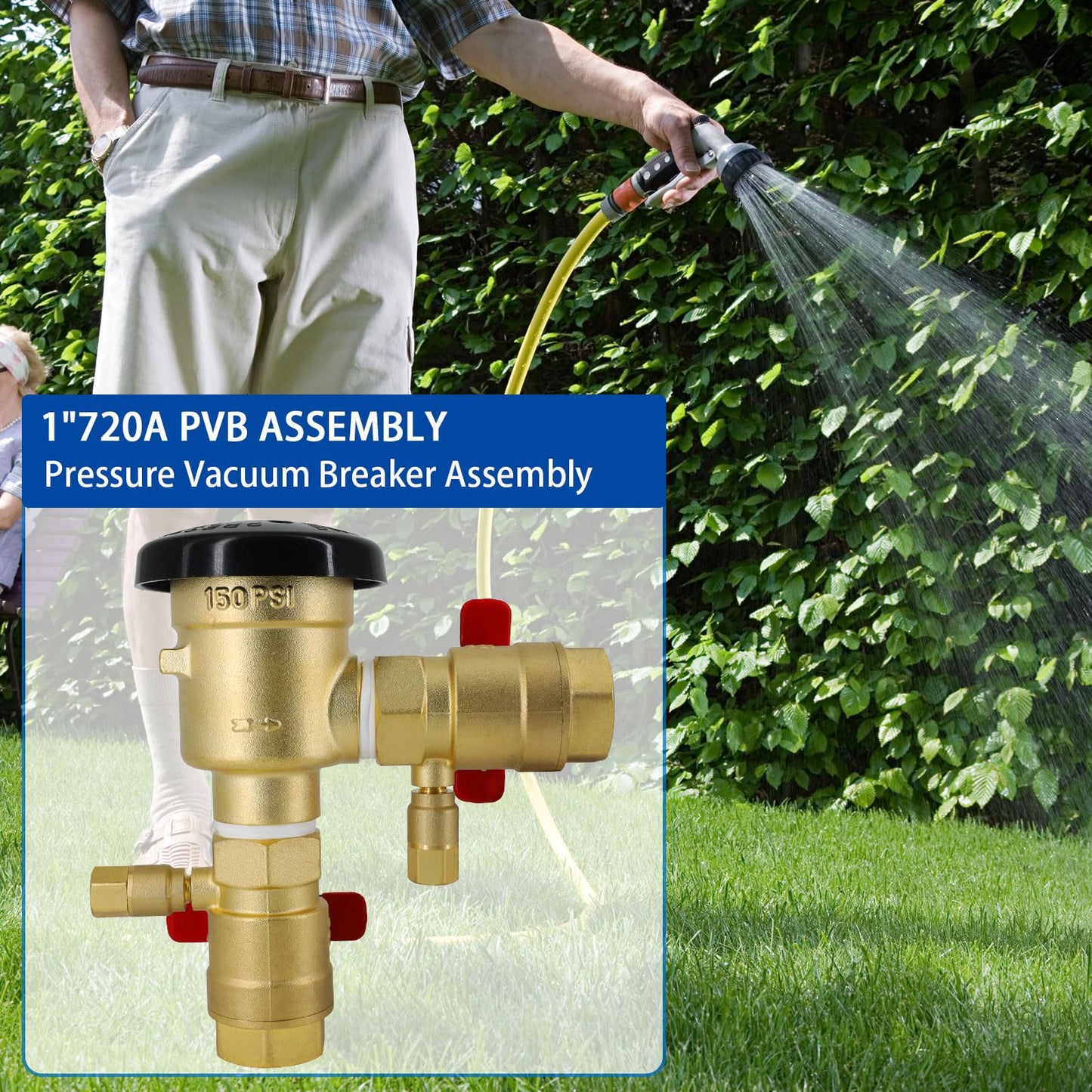 1" 720A 1-720A Pressure Vacuum Breaker Assembly,Brass Irrigation Backflow Preventer Valve for Lawn Irrigation System, Garden Sprinkler, Outdoor Water Line, Anti-Siphon Protection MAX 400PSI
