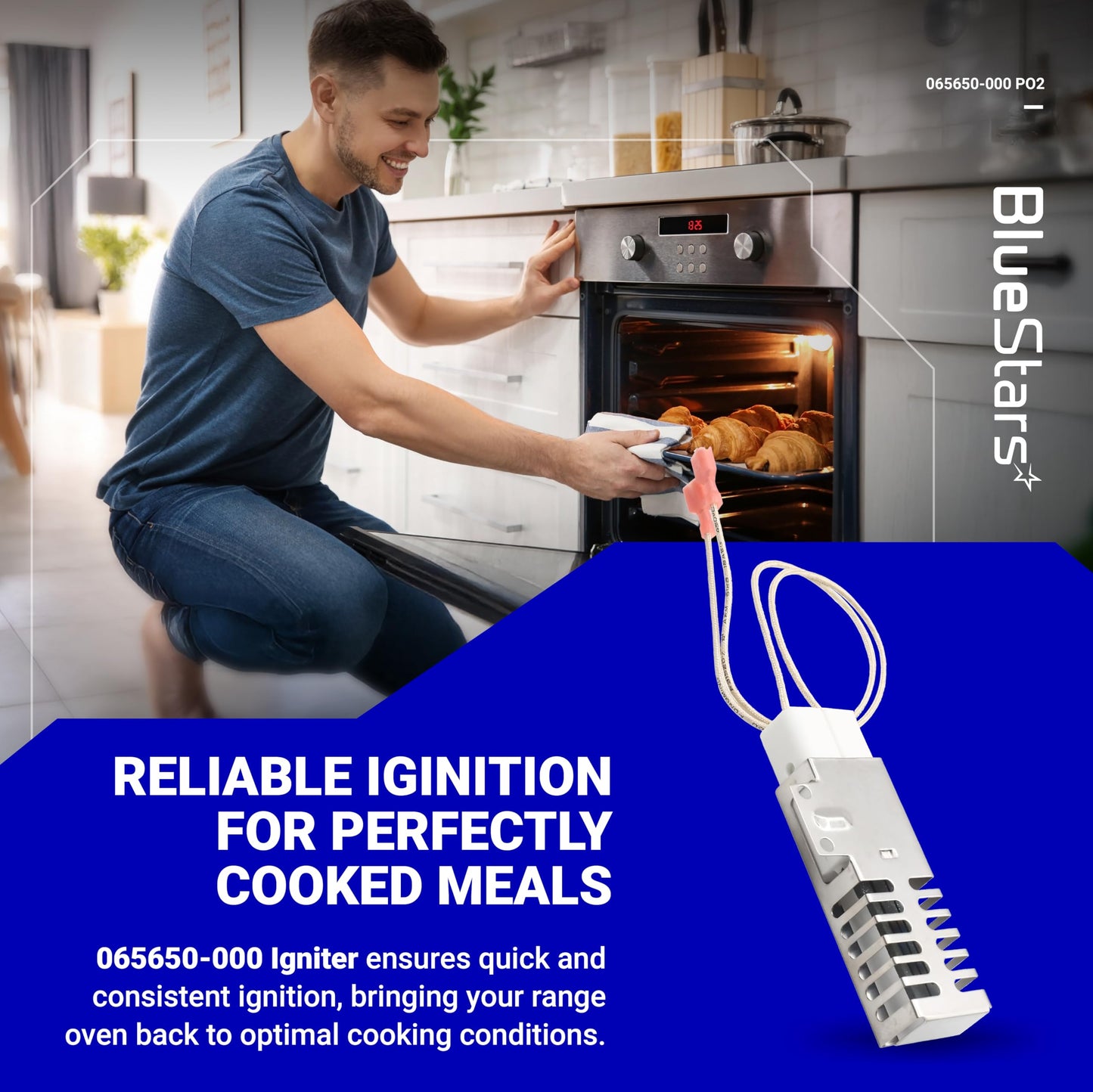 BlueStars 2 packs PB040001 065650-000 Range Oven Igniter compatible with Viking Range Oven Gas Stove - Replaces AP5315579 065650-000 SGR4001 792263-4 Ceramic Nuts included