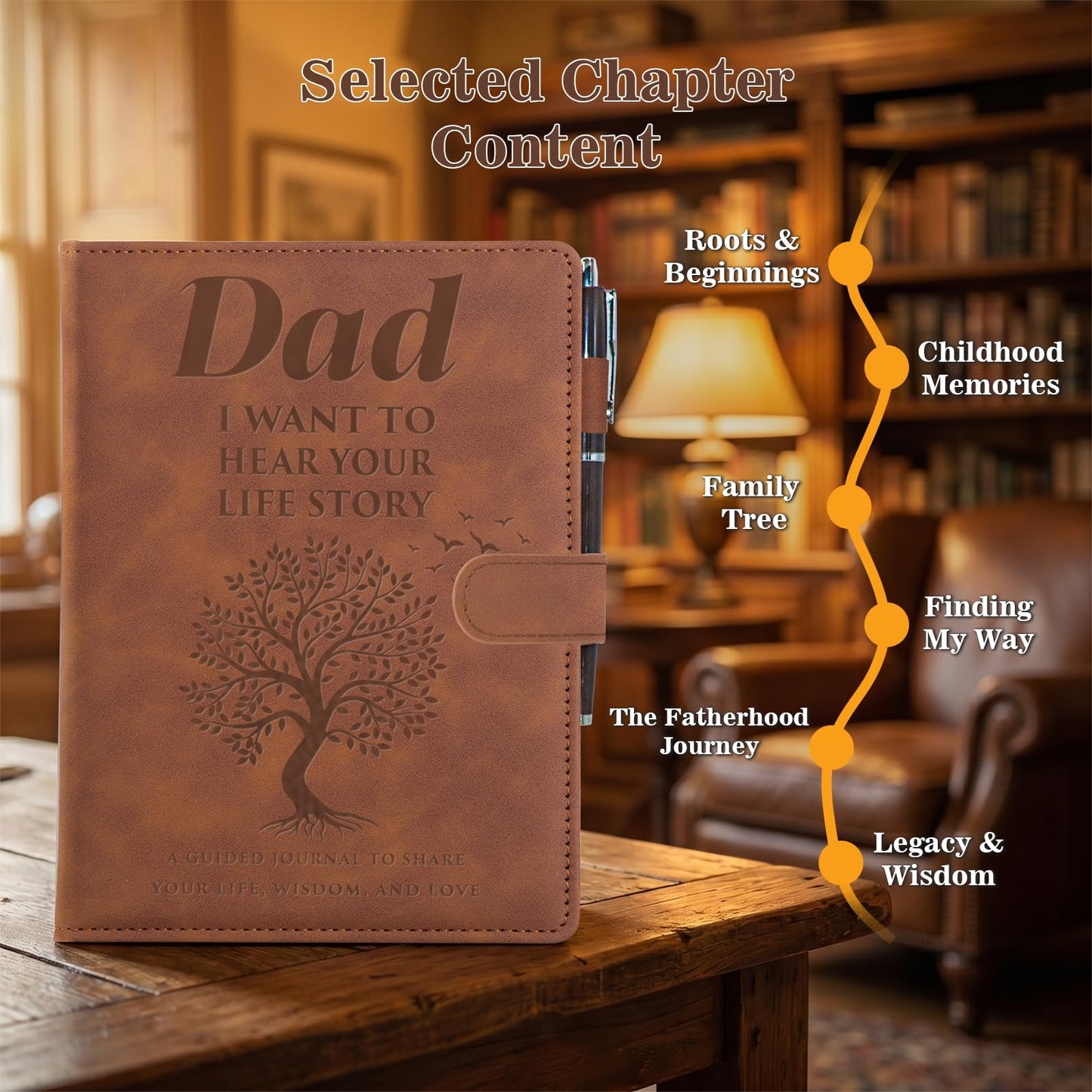 BELIVIUM Dad I Want To Hear Your Story Leather Journal Gift Set Fathers Day Gift from Daughter Son Kids Family Heirloom Keepsake Meaningful Sentimental Dad Birthday Gifts