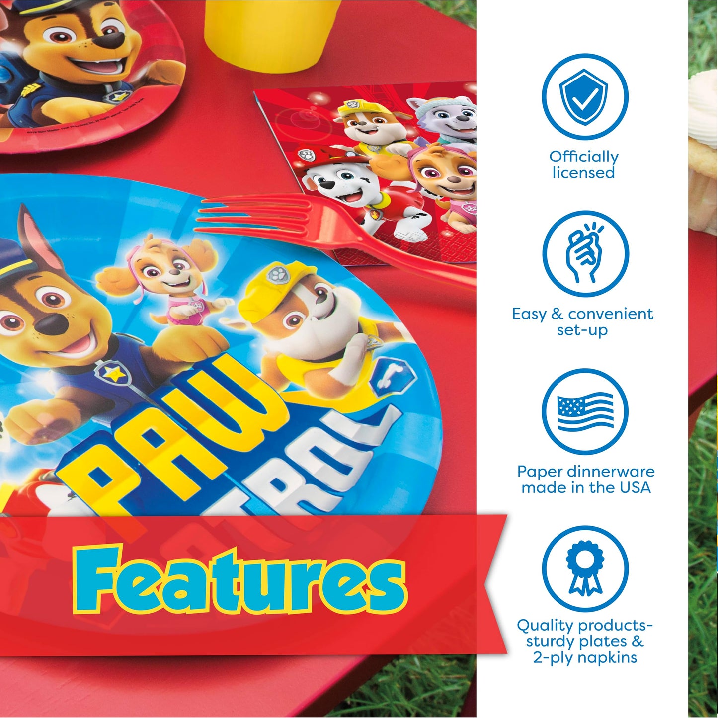 Paw Patrol Birthday Decorations | Serves 16 | Door Poster, Banner, Balloons, Tablecloth, Plates and Napkins, Character Masks, Sticker | Paw Patrol Party Decorations