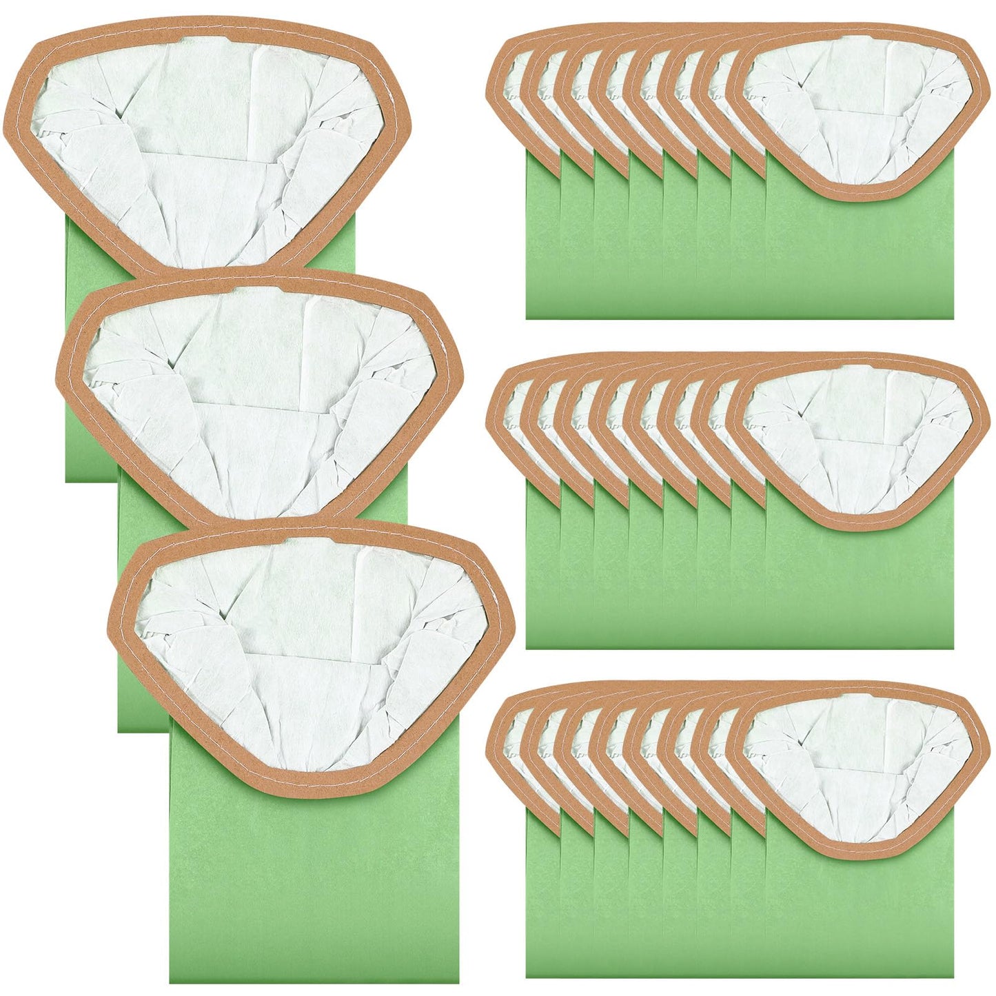 Therwen 30 Pcs Micro Filter Bags Compatible with Proteam Backpack Vacuum Cleaner Filter Bags Replacement, Open Triangular Collar (6qt,107314)
