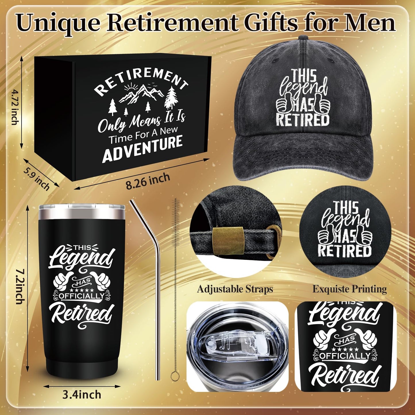 SIXVALA 10 Pcs Retirement Gifts for Men 2026, This Legend Has Retired, Happy Retirement Gifts for Dad, Grandpa, Coworker, Teachers, Boss, Friends, Retirees, 20 Oz Tumbler Best Retirement Gifts Basket