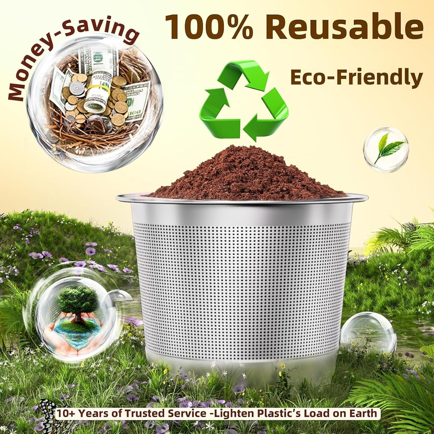 6 Pack Reusable K Cups Coffee Pods for Keurig 1.0: Stainless Steel Reusable Coffee Pods for Keurig Coffee Pods Reusable, BPA-Free, SUS 304‌, Scoop, Heat Resistant Handles