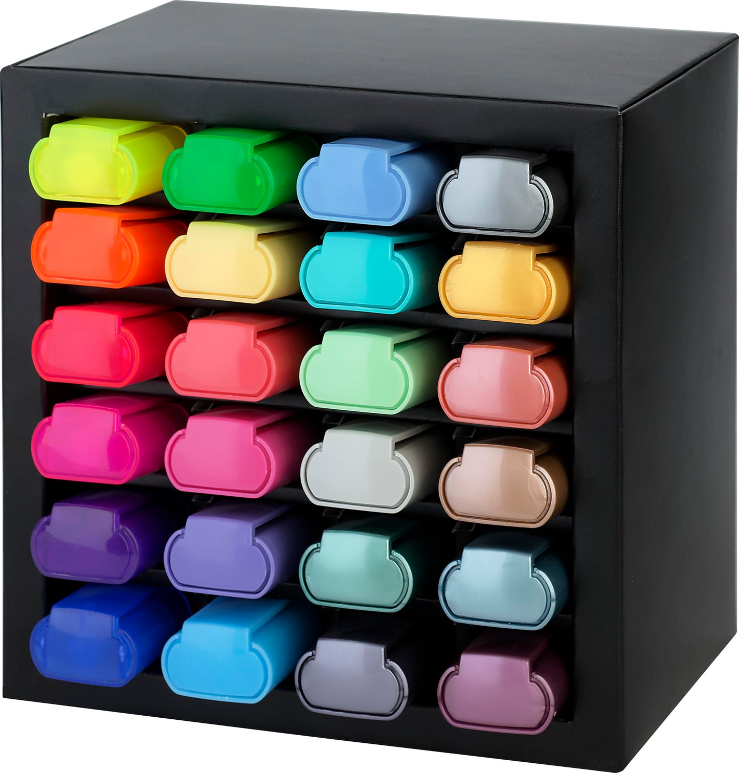 Faber-Castell Highlighter Desk Set - Assortment of 24 Chisel Tip Markers, Metallic, Neon, and Pastel Set - Thin No Bleed Highlighters, Stationery and Bullet Journal Supplies, Gifts for Artists
