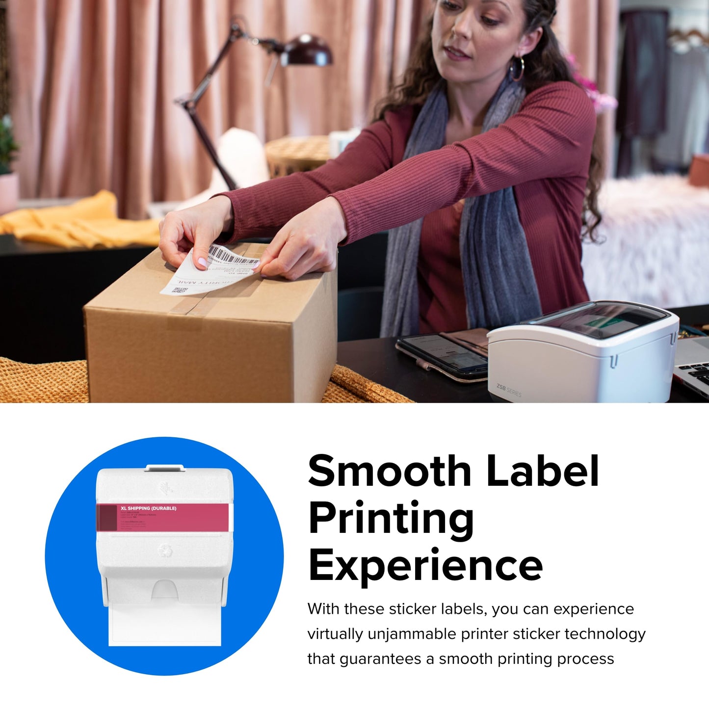 Zebra ZSB Series Labels - Potato Starch-Based Printer Label Paper - Recyclable Cartridge for Stickers - Versatile, Cloud-Based Adhesive - Durable Shipping, 4" x 6"