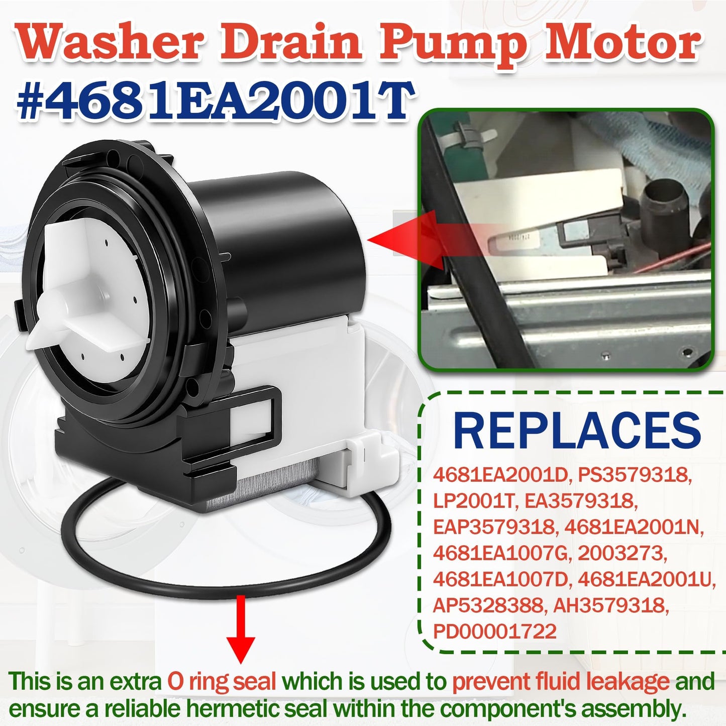 WM3770HWA WM9500HKA Washer Drain Pump Motor Fit for LG WM3575CW WM3670HVA WM3997HWA WM4270HVA WM4270HWA WM4370HKA WM4370HWA WM5000HVA WM5000HWA WM8000HVA WM8000HWA WM8100HVA WM8100HWA WM8500HVA
