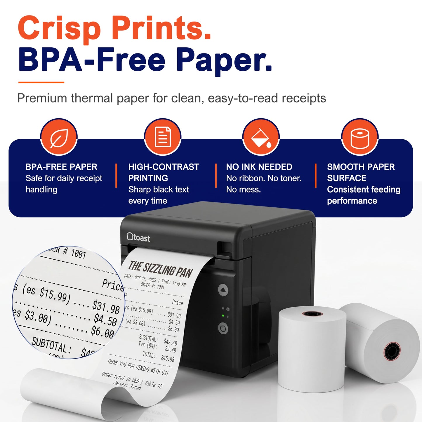 Vonlyst Thermal Printer Paper Roll for Toast TP200 Receipt Printer Point of Sale (24 rolls)
