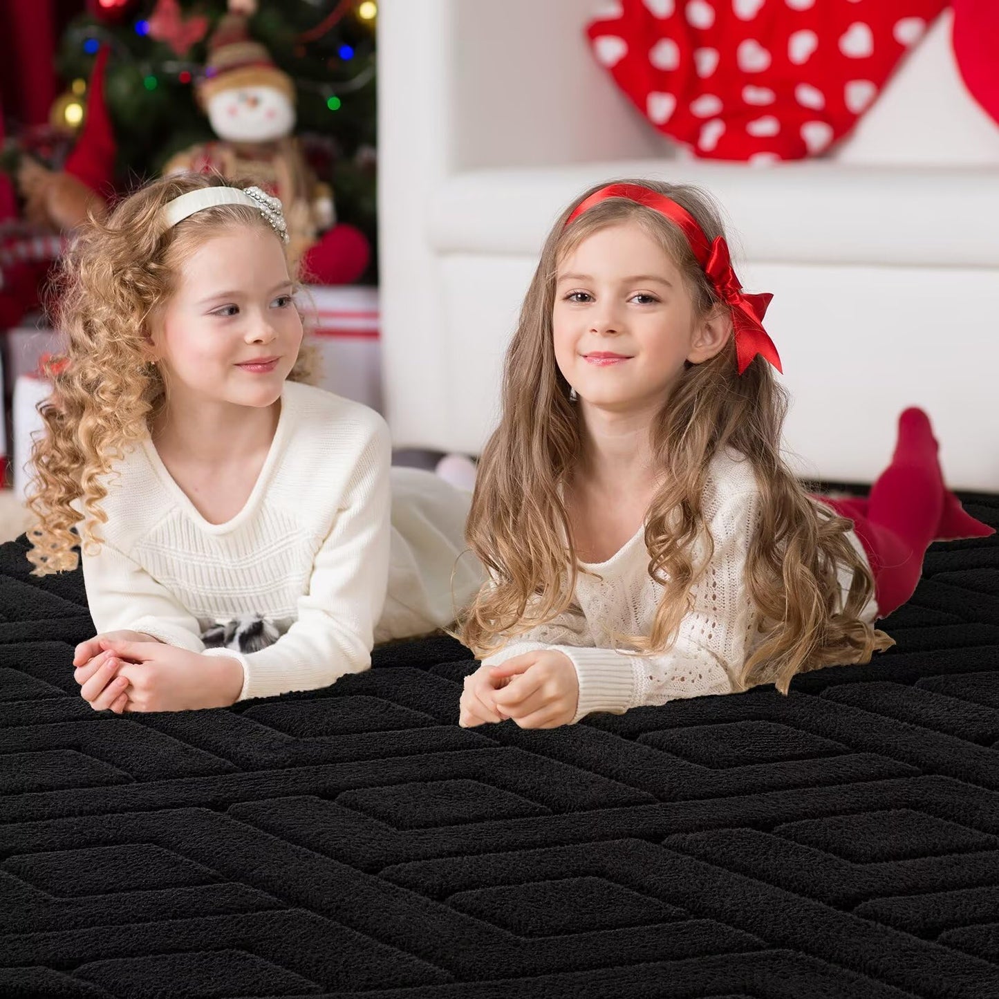 Flagover 5x7 Black Washable Area Rug for Bedroom Living Room, Modern Geometric Shag Non-Slip Rugs, Fluffy Plush Soft Memory Foam Carpet for Kids Boys Room Nursery