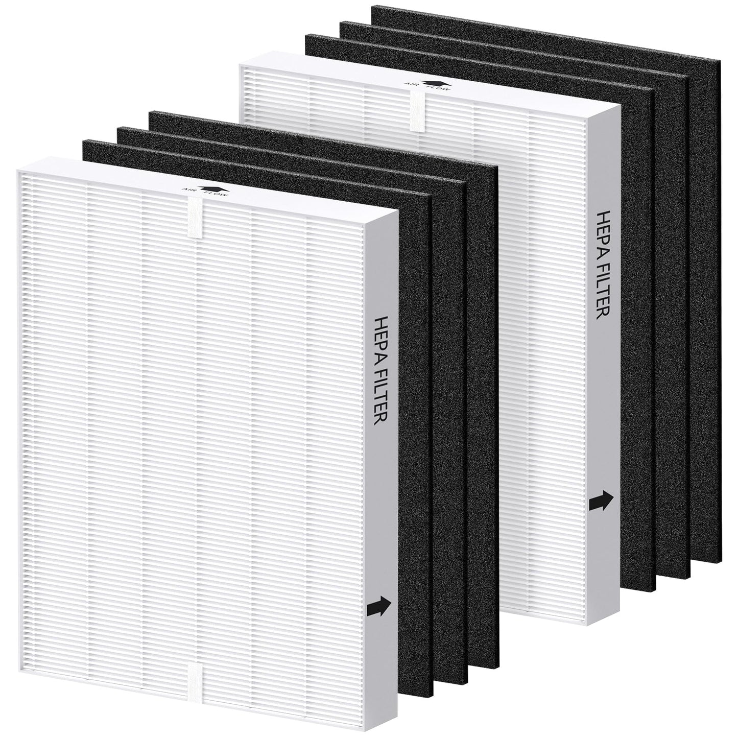 AP-1512HH Filter Replacement Set for Coway Airmega AP-1512HH and Airmega 200M Air Purifiers, 2 HEPA Filter and 6 Carbon Pre-Filters, Compared to Part # 3304899