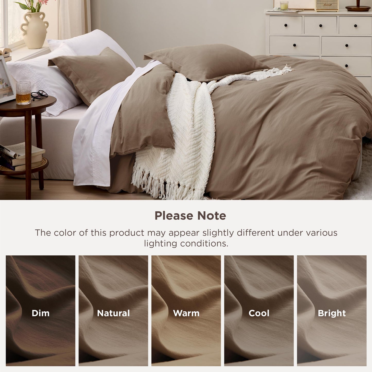 Bedsure Brown Oversized King Duvet Cover - 3 Pieces Prewashed Cotton-Like Polyester Extra Soft Bedding Set, Includes 1 Duvet Cover 120x98 Inches with Zipper Closure & 2 Pillow Shams, No Comforter