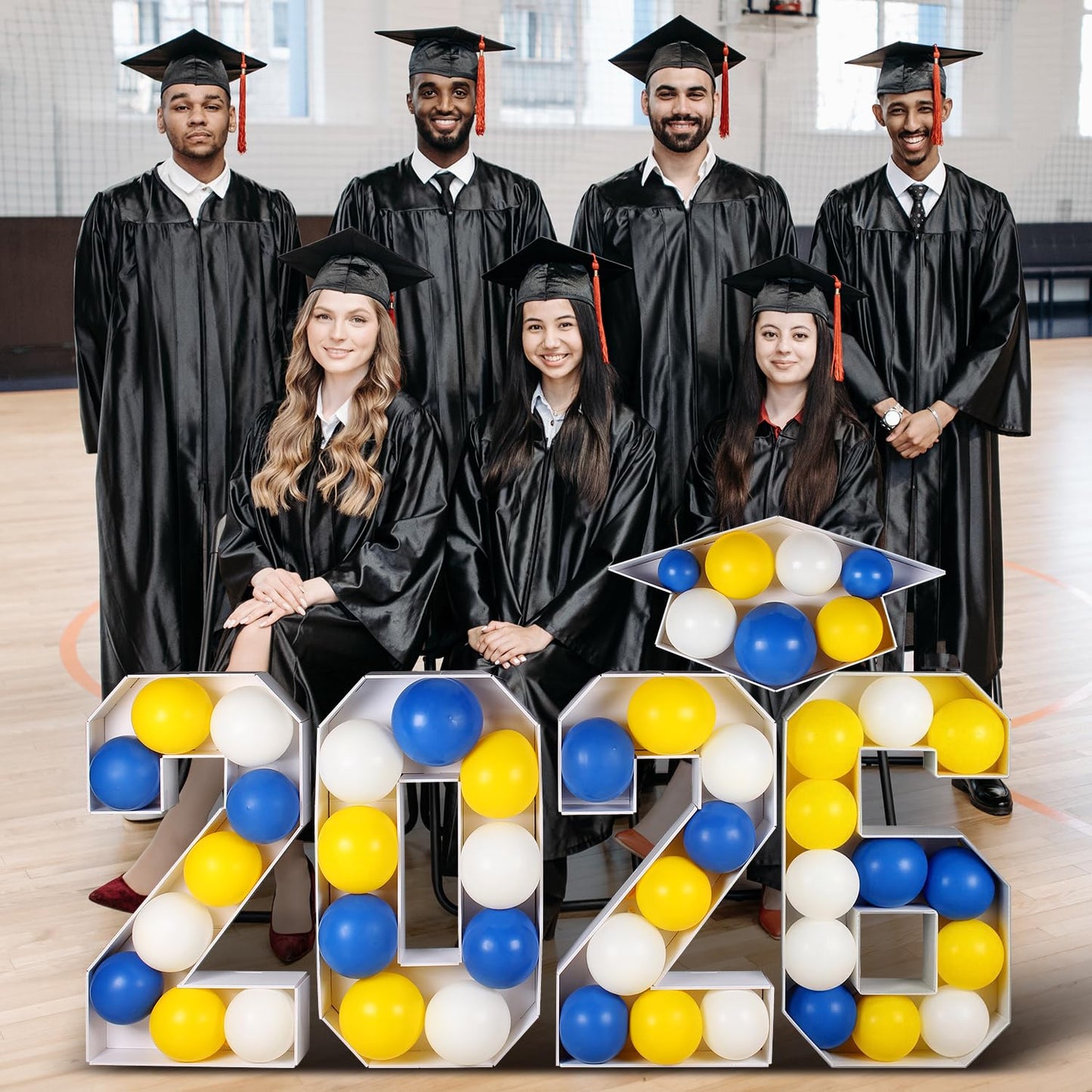 2026 Graduation Party Decorations - 2.3FT Pre-Cut 2026 Marquee Numbers Sign with Light - Mosaic Foam Board Includes Glue Gun Balloons for Kindergarten Preschool College Prom