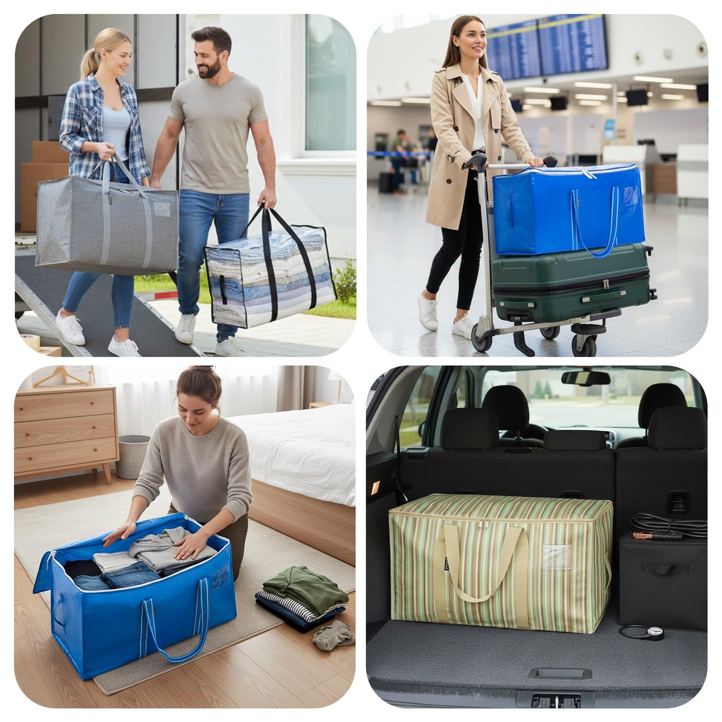 BALEINE 6-Pack Oversized Moving Bags with Reinforced Handles, Heavy-Duty Storage Tote for Clothes, Moving Supplies (Royal Blue, 6-Pack)