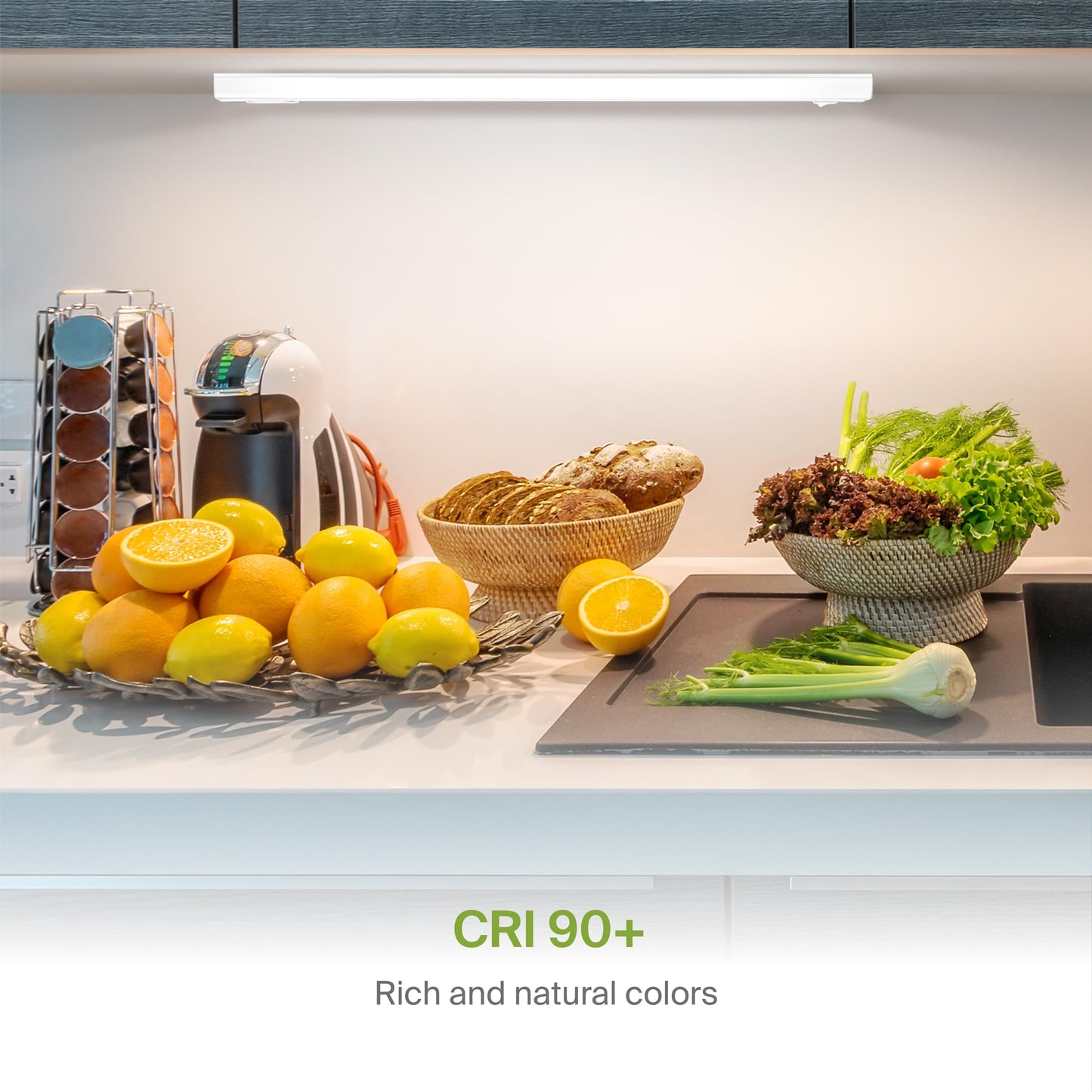 ASD LED Under Cabinet Lighting Hardwired, 32 Inch 16W 2700K-5000K Selectable, 1436LM, CRI90+, Direct Wire Linkable Under Counter Lights for Kitchen, Dimmable Under Cabinet Lights, White, UL Certified