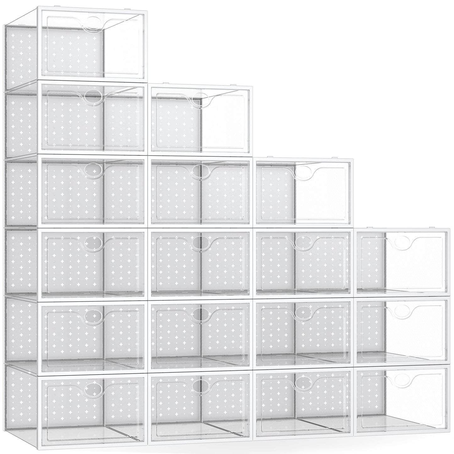 Pinkpum X-Large Shoe Storage Boxes 18 Pack, Shoe Organizer for Closet Clear Plastic Stackable Shoe Dispaly Case Holder Bins, Sneaker Storage for Sneakerheads White