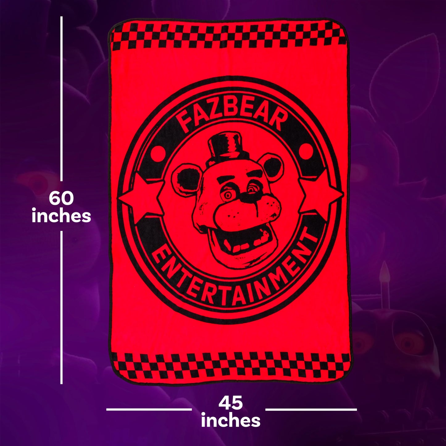 Silver Buffalo Five Nights at Freddy's Special Delivery Fazbear Entertainment 45" x 60" Fleece Throw, Soft and Cozy Blanket, 185 GSM