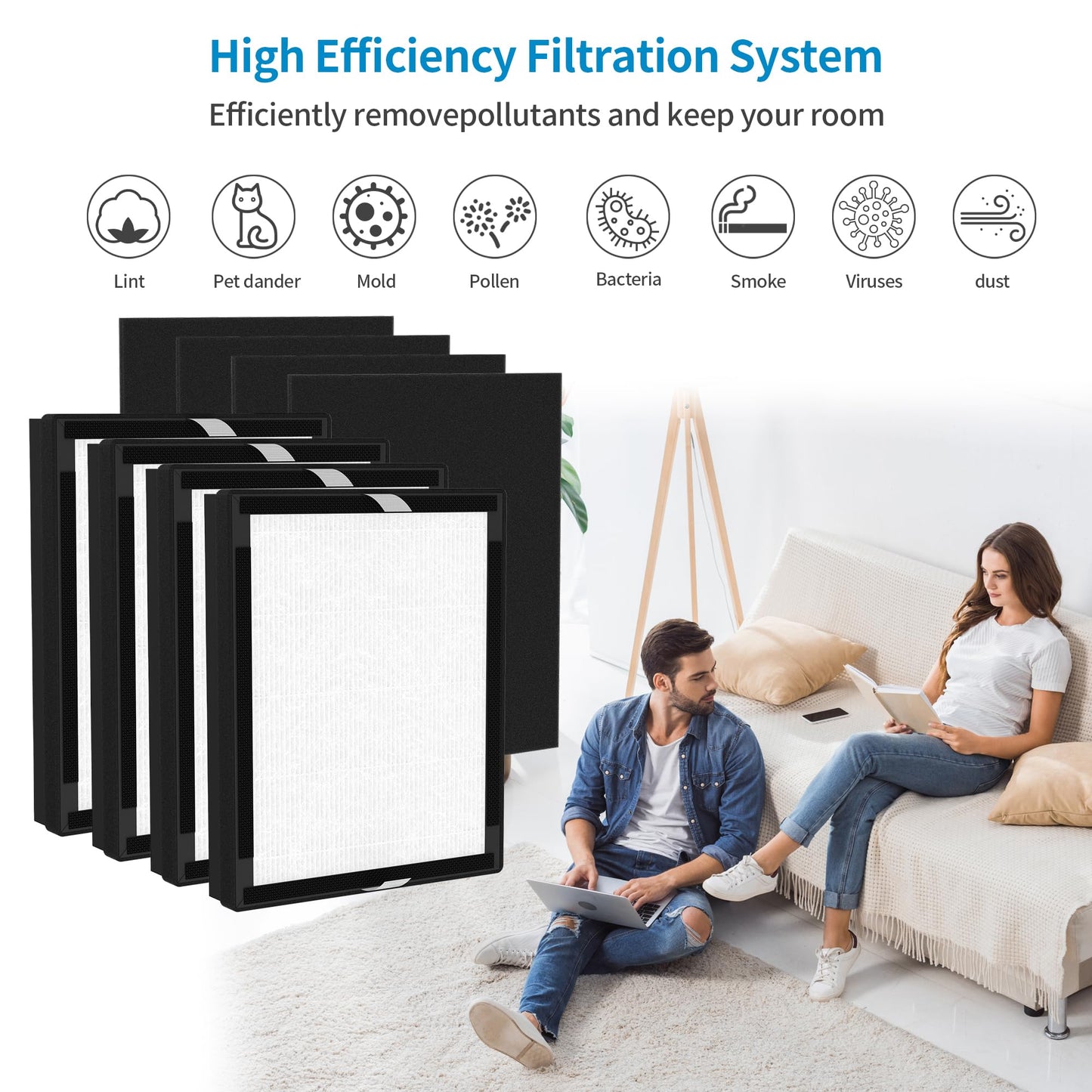 FCFMY 4 Packs IAF-H-100A H13 True HEPA Replacement Filters Compatible with 3M Filtrete A FAP-C01-A and Idylis A Series Air Purifi-ers AC-2119 IAP-10-100 IAP-10-140 IAPC-40-150, Part # IAF-H-100A