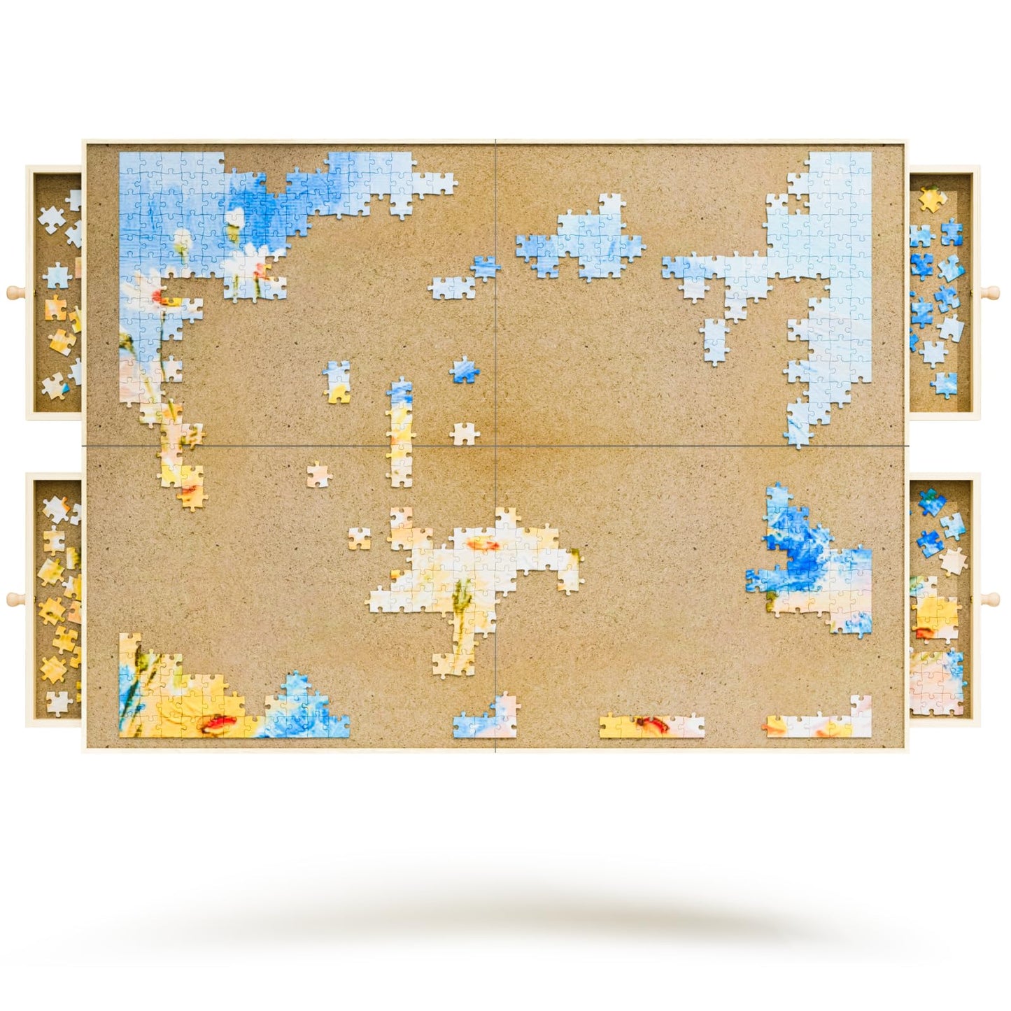 1500 Piece Rotating Puzzle Board, 25"x33" Jigsaw Puzzle Table with Drawer Storage and Puzzle Cover，Portable Puzzle Board for Adults