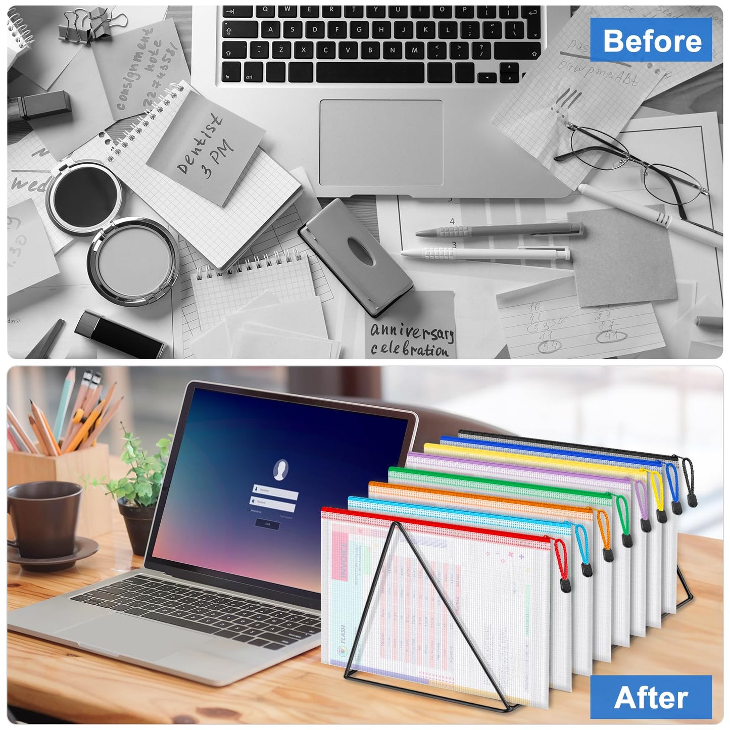 120 Pack Mesh Zipper Pouch Bags, A4 Mesh Bags with Zipper in 8 Color, Waterproof Zipper Pouches for Organization, Plastic Zipper Bag for Classroom & Office, Ideal Back to School Supplies