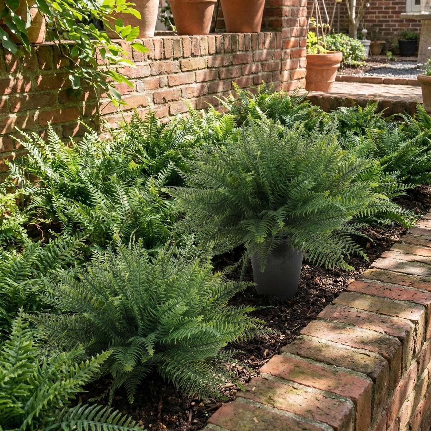 lovemoon 24 Pcs Fake Ferns for Outdoors UV Resistant Faux Fern Plants, Artificial Greenery Fern Bushes for Indoor Garden, Porch & Patio Greenery Decor (24, Green)