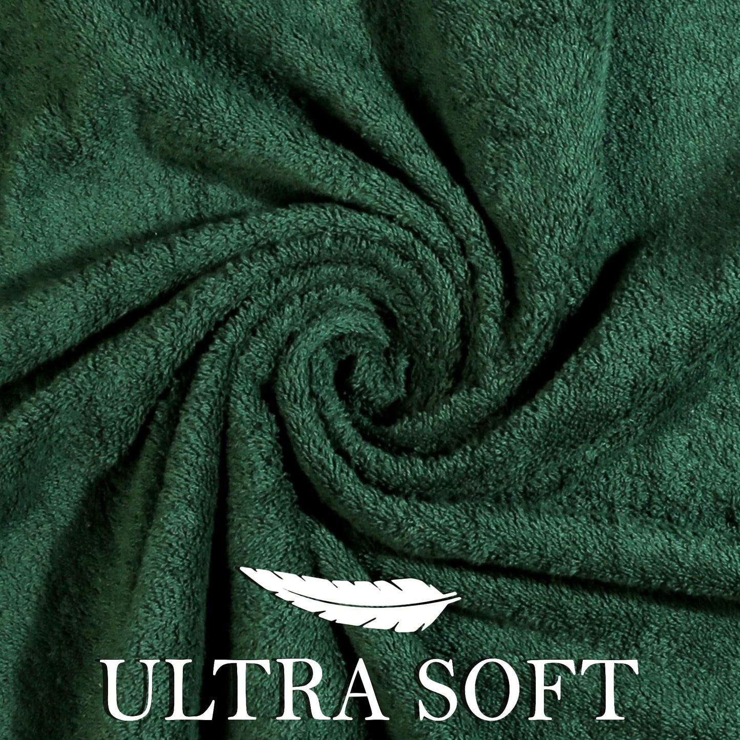 CRAFTBERRY Luxury Bath Towels Set -100% Cotton- 2 Bath, 2 Hand & 2 Washcloths- Large, Thick, Fluffy, Absorbent, Quick Dry, Soft & Plush - 6 Piece Luxury Bathroom Towels - Dark Green/Forest Green