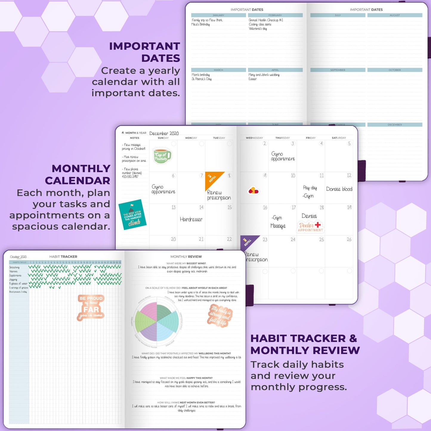 Clever Fox Large Medical Planner 12-Month – Medical Notebook, Health Diary, Wellness Journal to Track Health – 12 Months, 7x10.5″ (Purple)
