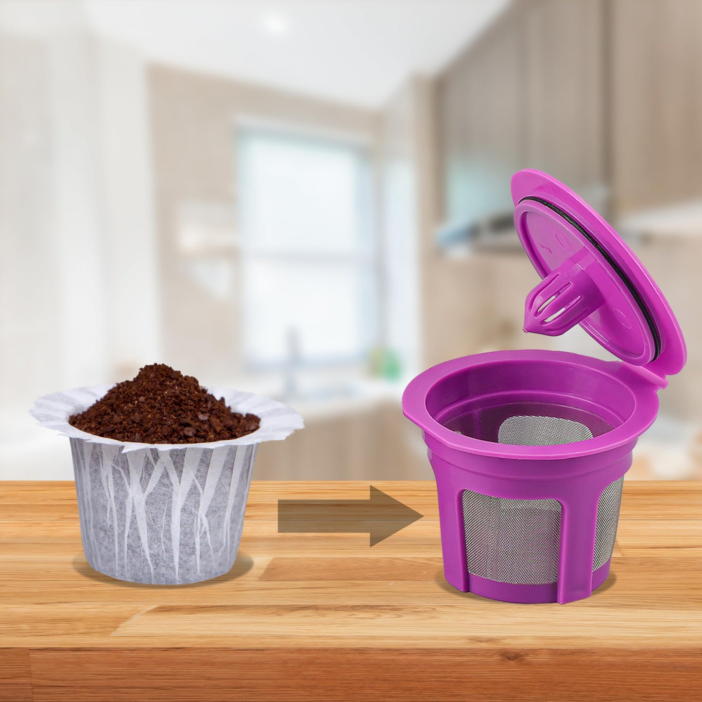 Irmidi 600 Count Disposable Paper Coffee Filters with 4 Pack Reusable K Cups, Compatible with Keurig 2.0 and 1.0 Coffee Maker