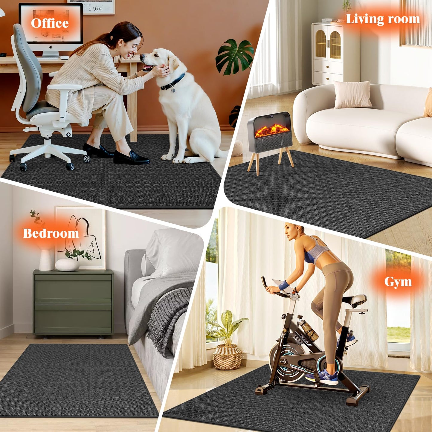 KMAT Office Chair Mat, 46x60in Heavy Duty Hardwood/Tile Floor Protector, Floor Mat Computer Desk Mat for Rolling Chairs, Work, Study, Office, Black