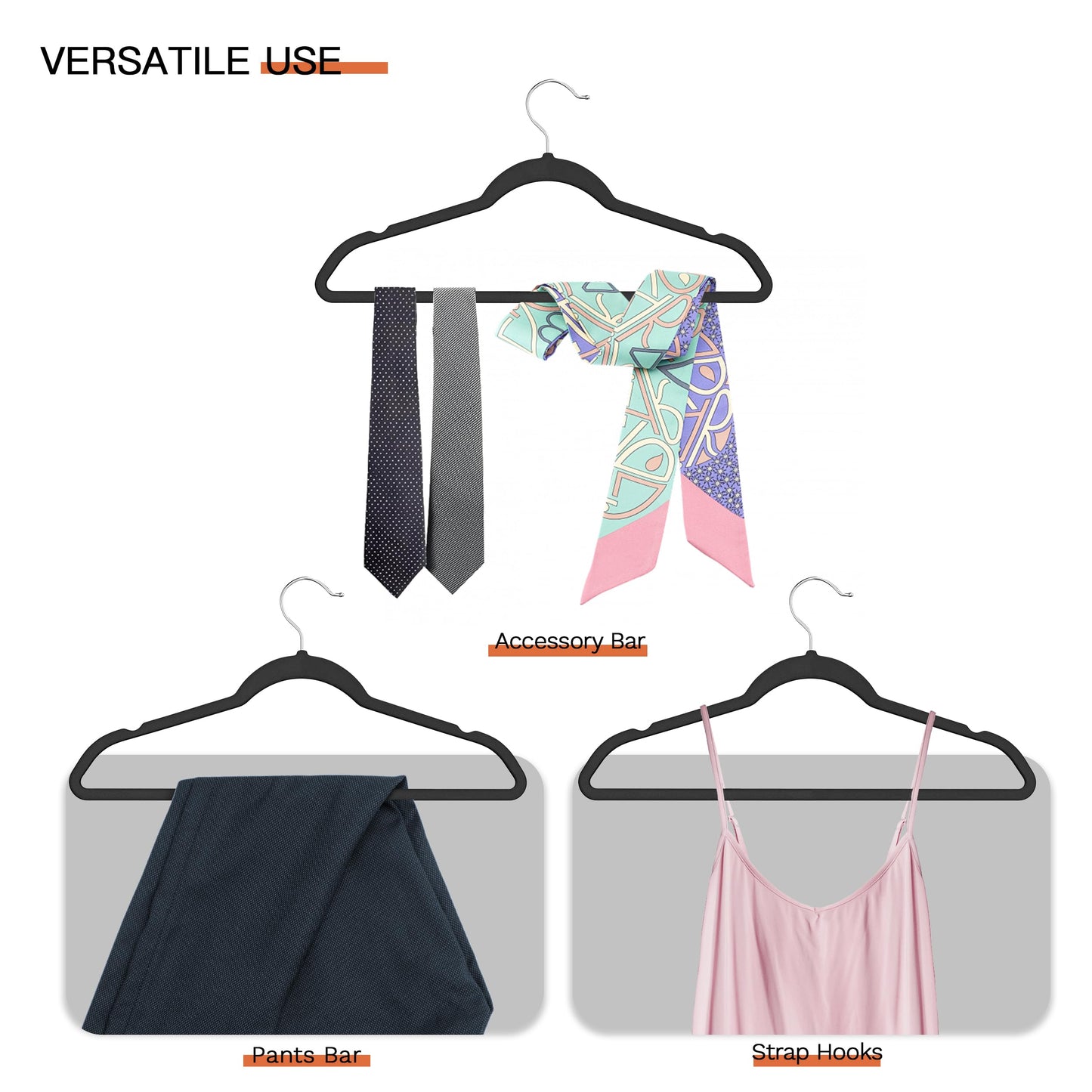 MLKJHHI Black Velvet Hangers 60 Pack, Slim Space Saving Suit Hangers for Closet Organizer, Rotating Silver Hook, Non Slip Clothes Felt Hanger Heavy Duty for Coat,Shirt, Pants, Camisole, Dress