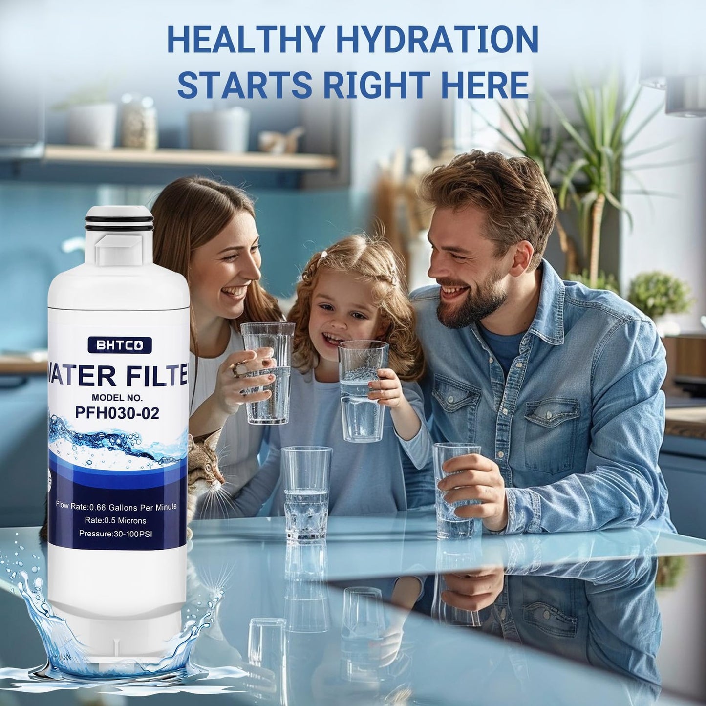 Water Filter for Samsung RF23BB8600QLAA/ RF30BB6600QLAA/ RF30BB660012AA/ RF30BB6200QLAA/ RF29BB8600QLAA/RF29BB860012AA/ RF30BB620012AA Refrigerator Replacement - 4 PCS
